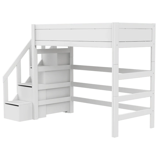 High Sleeper Loft Bed with Staircase - 177cm Sturdy Metal Frame for Teens & Adults - Perfect for Small Bedrooms, Dorms & Studio Apartments