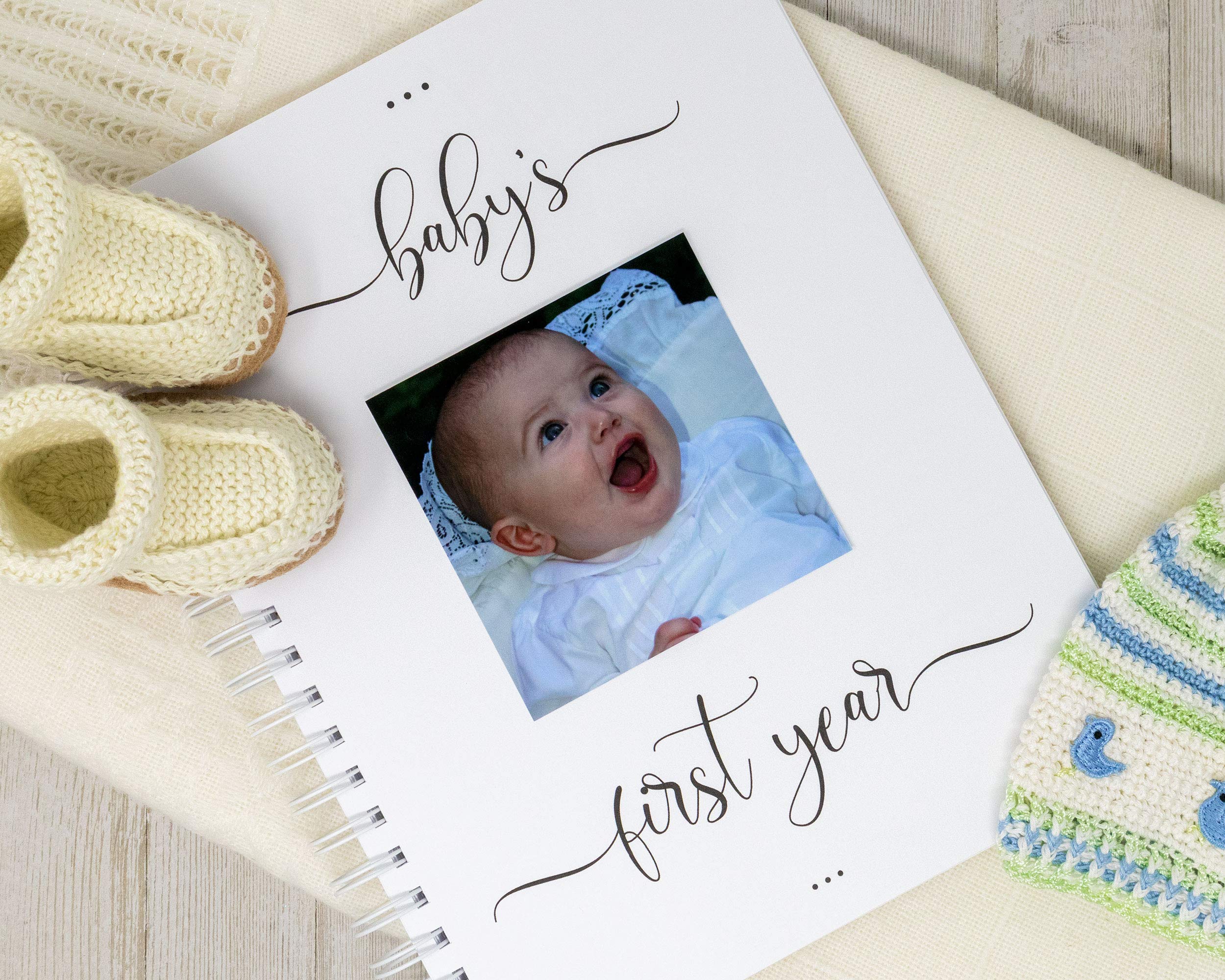 Personalized Baby Memory Book - Hard Cover First Year Photo Album with Custom Baby's Name - Baby Journal & Keepsake (Cowboy Theme) for Newborn Gifts, Baby Showers, and First Birthday Presents