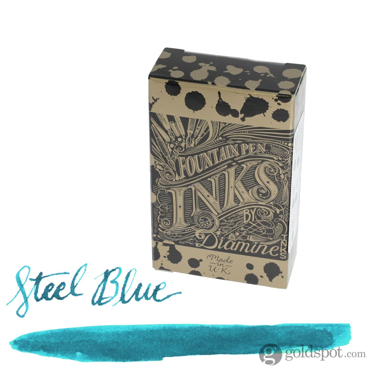 Diamine Classic Fountain Pen Ink Bottle & Cartridges - Steel Blue Ocean Teal | Premium Writing Ink for Calligraphy, Journaling & Office Use
