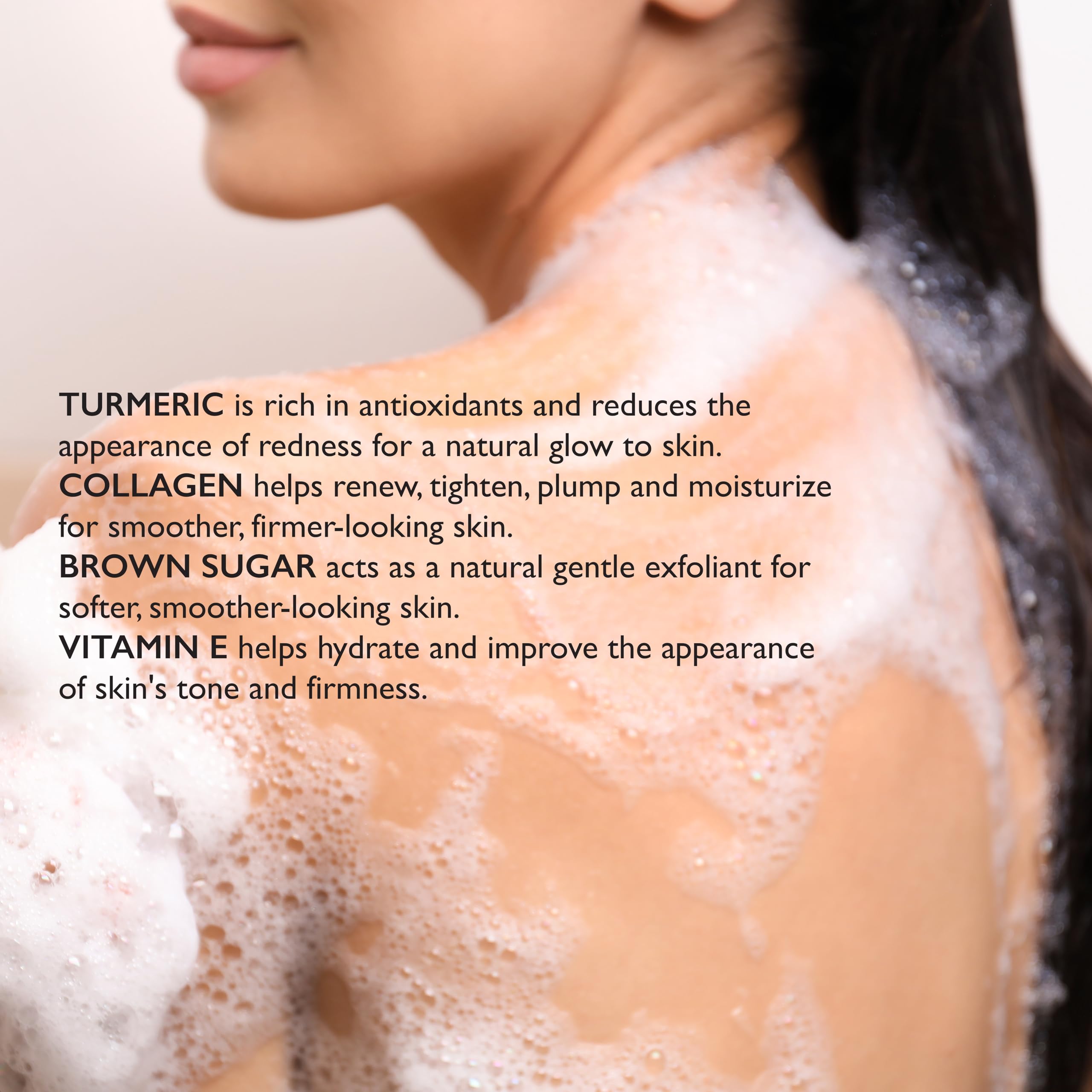 Turmeric & Collagen Exfoliating Body Wash - 33oz Brightening Body Scrub with Brown Sugar & Vitamin E | Deep Cleansing, Skin Nourishment & Glow Boost | Cruelty-Free Spa Treatment for Dry, Dull Skin | Perfect for Shower & Self-Care Routine