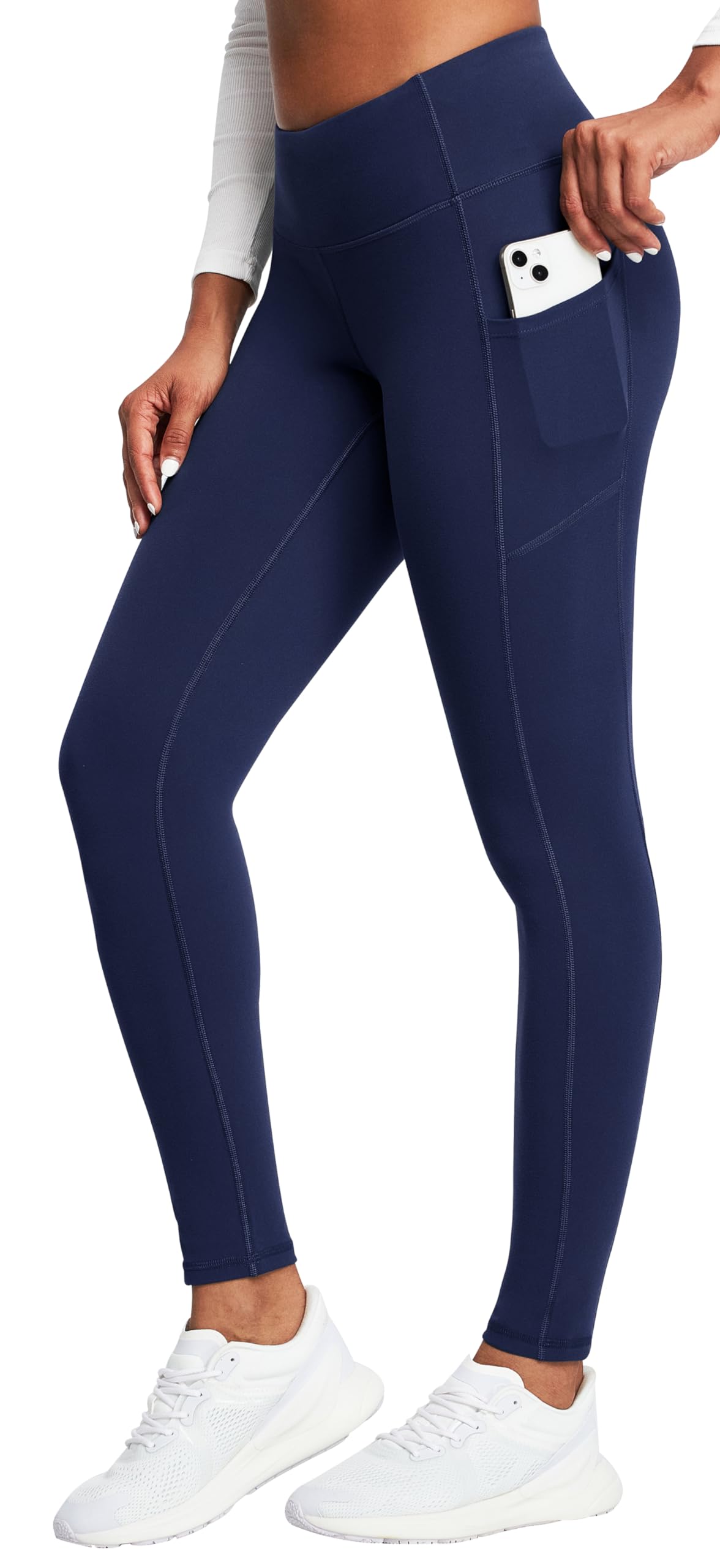 Heathyoga Women's Fleece Lined Thermal Leggings with Pockets - High Waisted Winter Yoga Pants for Warmth & Comfort - Perfect for Yoga, Running, and Cold Weather Activities