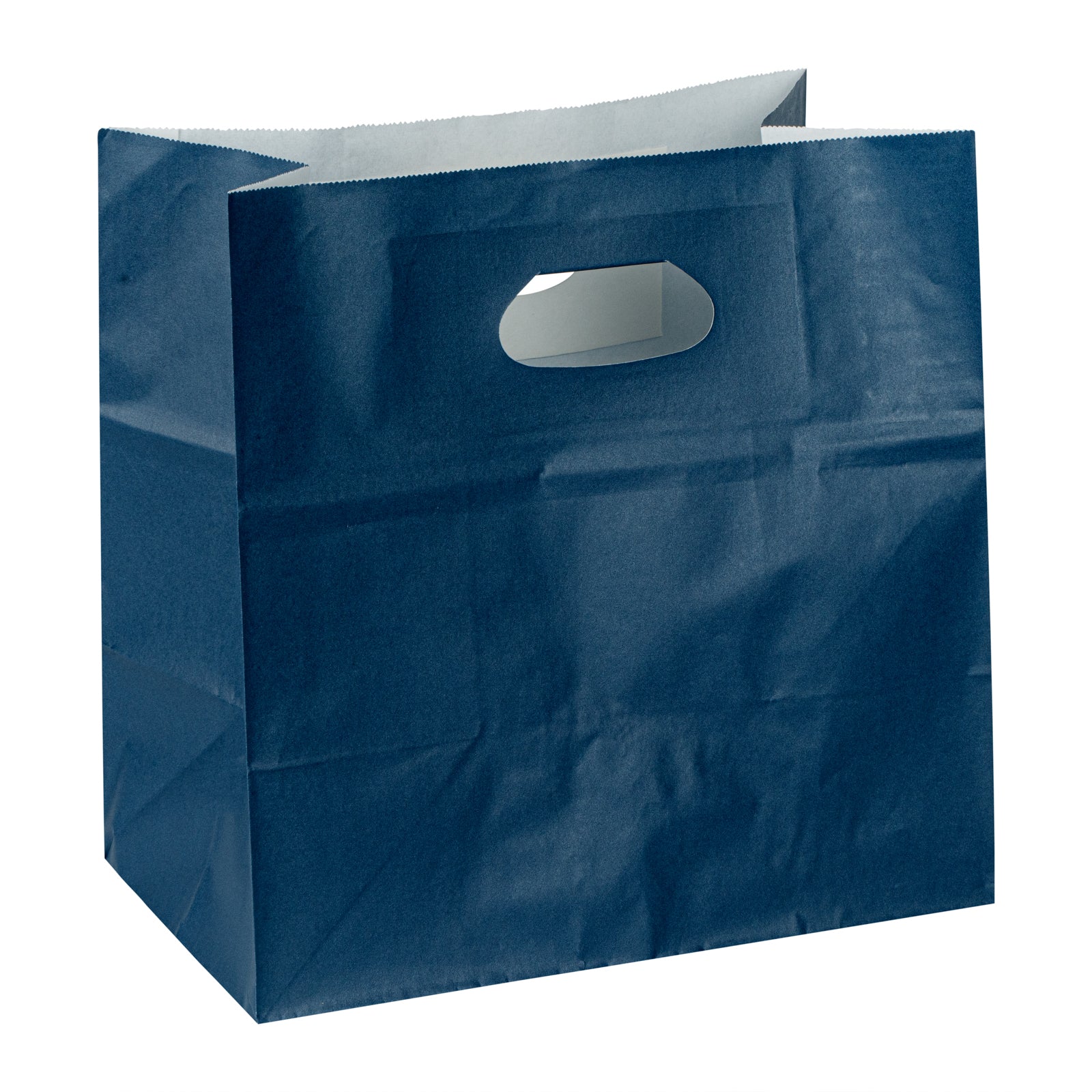Premium Rectangle Midnight Blue Paper Take Out Bags with Handles - 11