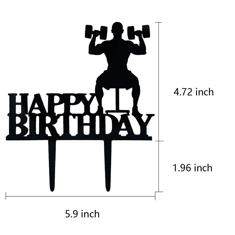 Black Acrylic Dumbbell Cake Topper - Sports Theme Birthday Decor for Fitness Lovers | Perfect for Gym-Themed Cakes, Workout Parties & Athlete Celebrations