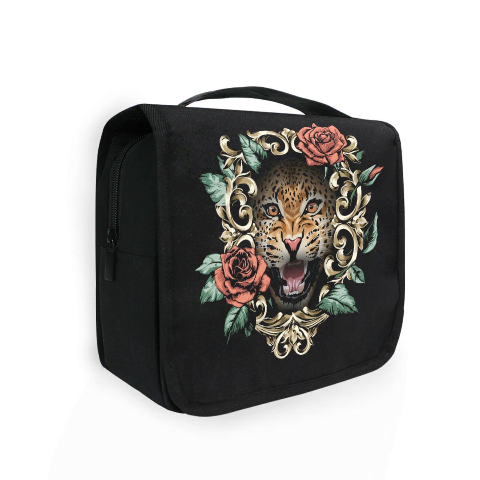 Moyyo Leopard Print Hanging Travel Toiletry Bag - Waterproof Cosmetic Makeup Organizer for Women & Men - Portable Wash Bag for Gym, Camping, Business Trips & Vacation - Perfect Toiletry Organizer for Travel Essentials