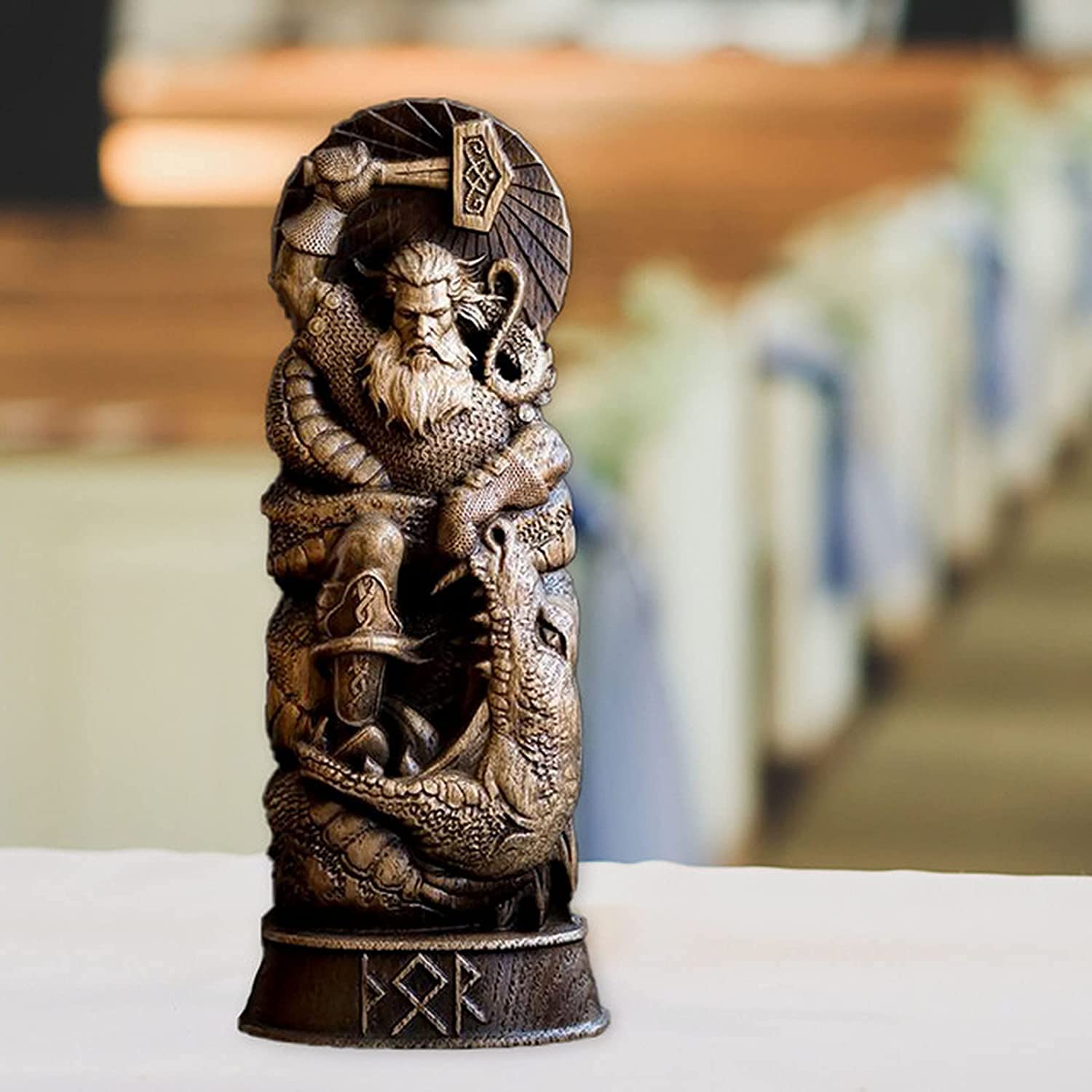 Viking Mythology Norse God Resin Statue - Handcrafted Scandinavian Pantheon Figurine, Unique Home & Office Decor Gift (9.5x4.5x20cm) for Wine Cabinets, Bookshelves & Desk Displays