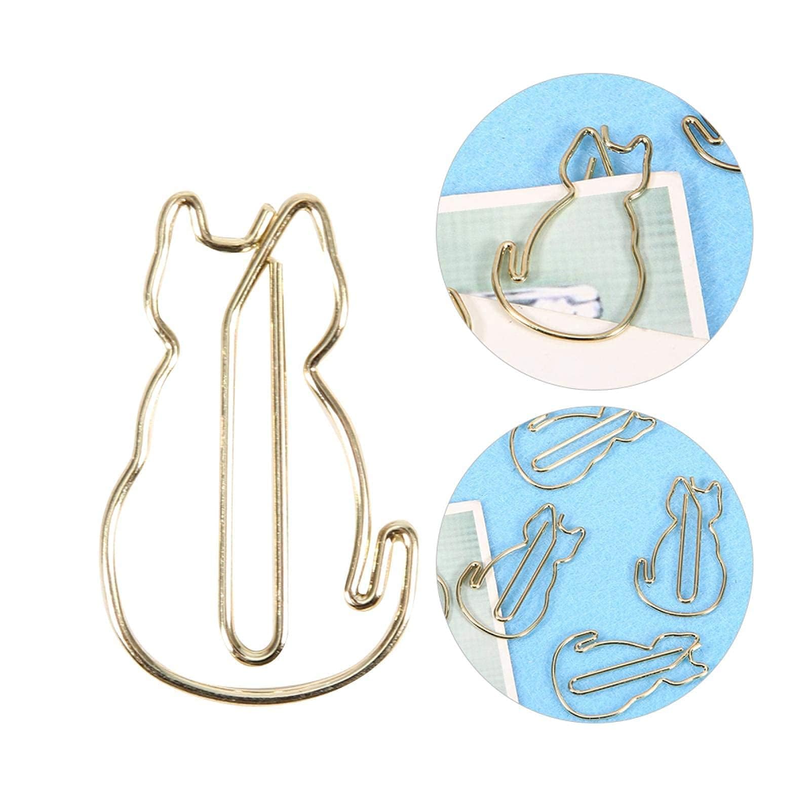 12PCS Gold Cat Paper Clips - Cute Sitting Cat Design Office Supplies for School, Home & Office Organization | Perfect for Notebooks, Documents, Gift Wrapping & Craft Projects