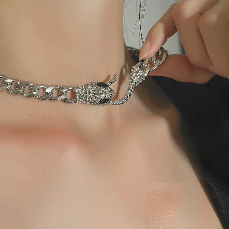 Elegant Silver Bold Snake Chain Choker Necklace for Women | Trendy Layered Jewelry Gift | Perfect for Parties, Date Nights & Everyday Wear | HN1180