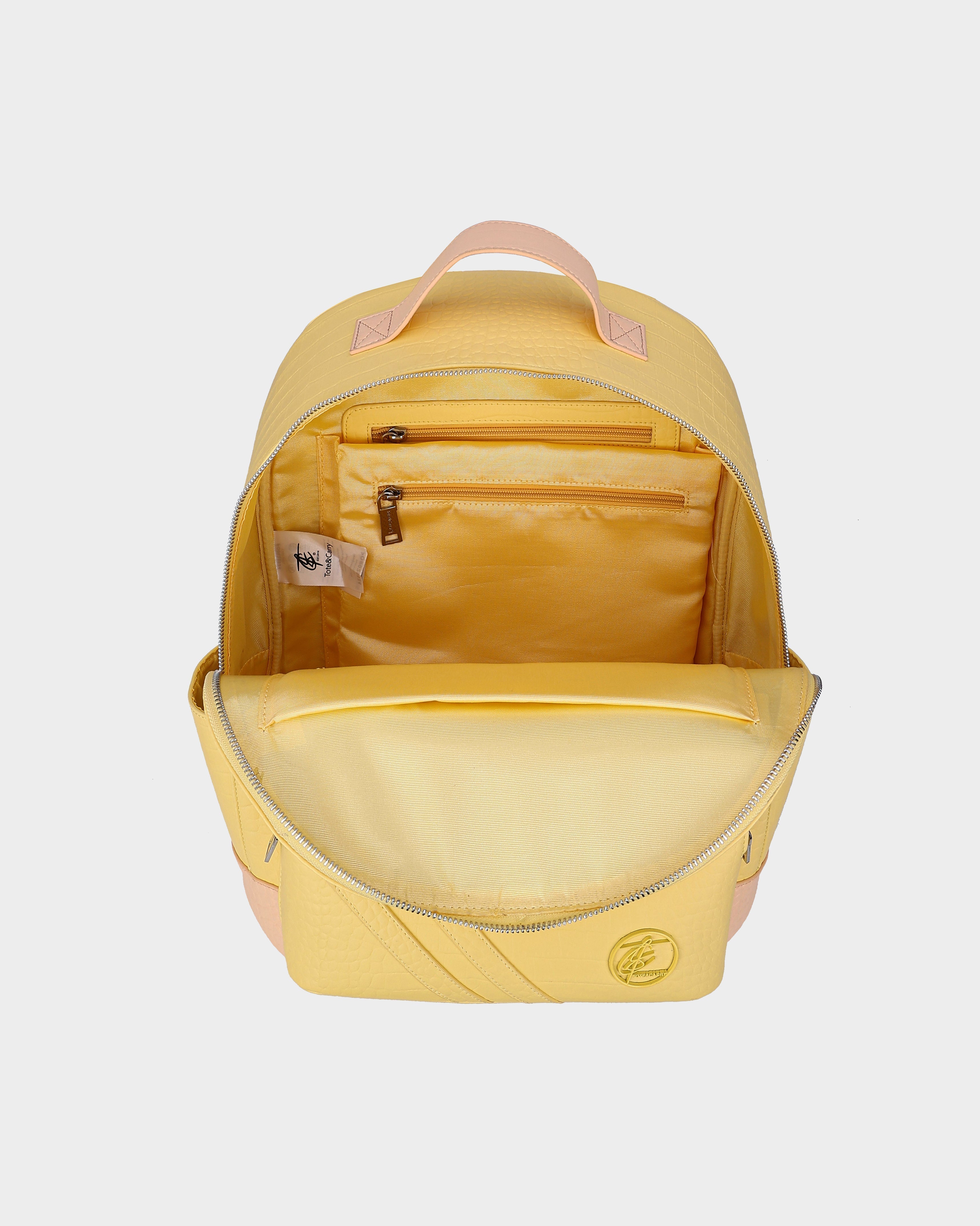 Premium Yellow Leather Backpack for Men & Women - Durable & Stylish Travel, Work & School Backpack