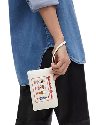 Coach Corner Zip Wristlet with Boardwalk Graphic - Stylish Leather Wristlet Wallet for Women - Perfect for Parties, Travel & Everyday Use