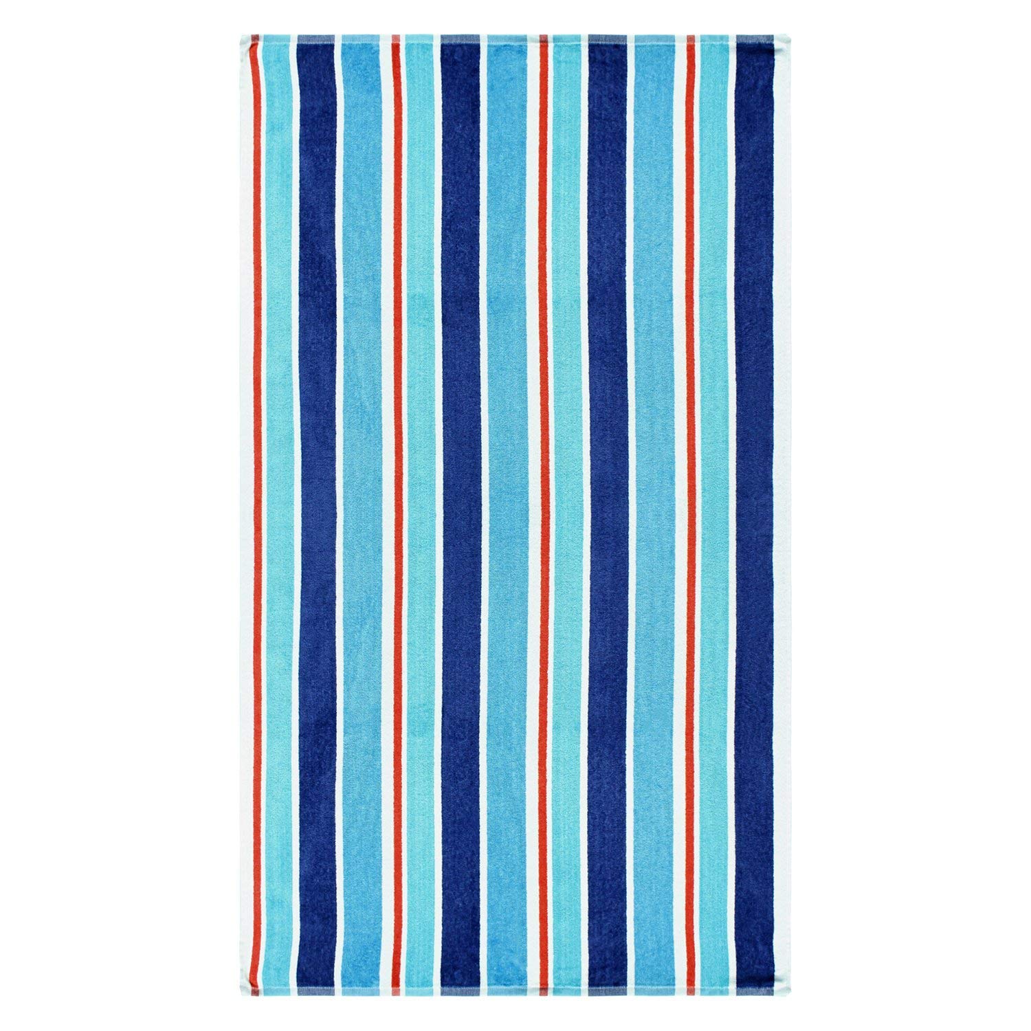 Premium 100% Cotton Oversized Beach Towel with Ocean Stripes - Soft, Absorbent & Quick-Drying - Perfect for Pool, Beach, Vacation & Outdoor Activities