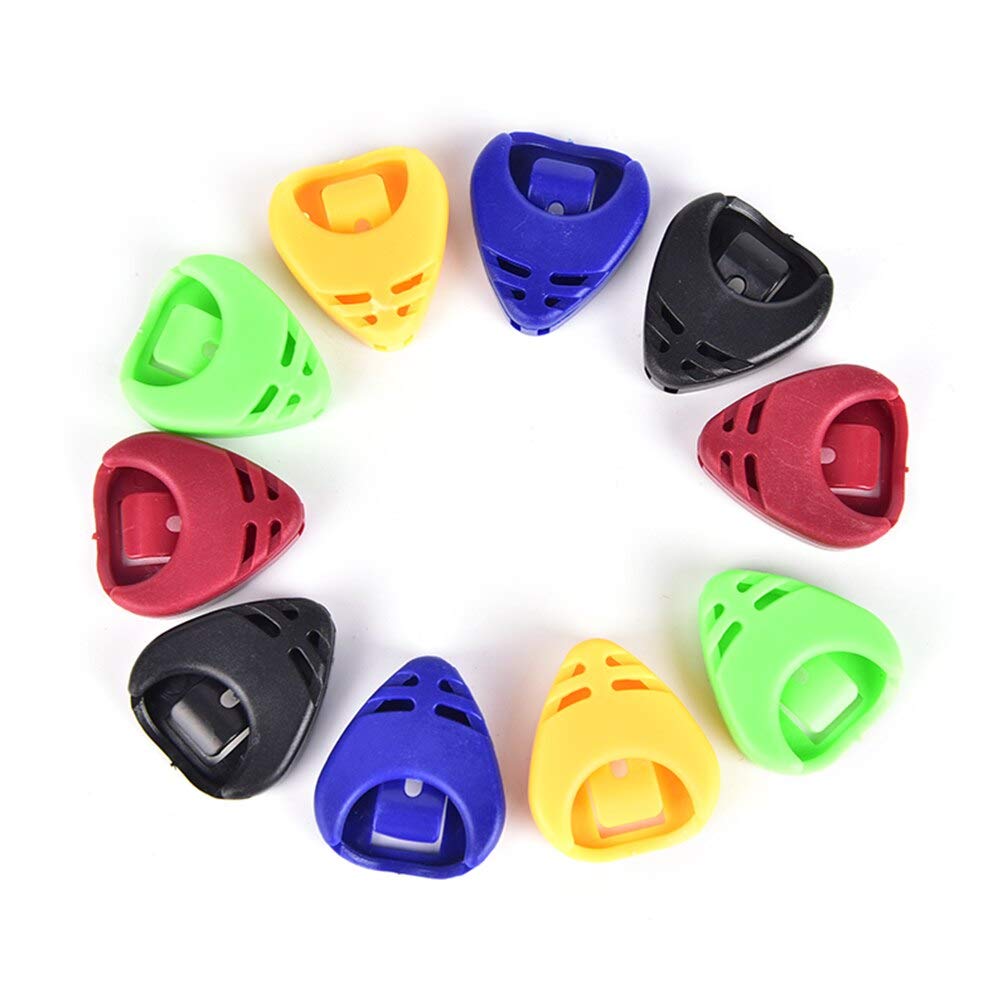5pcs Heart Shaped Guitar Picks with Plastic Storage Case - Durable Plectrum Holder Box for Acoustic & Electric Guitars - Perfect for Musicians, Beginners & Guitar Accessories Organization