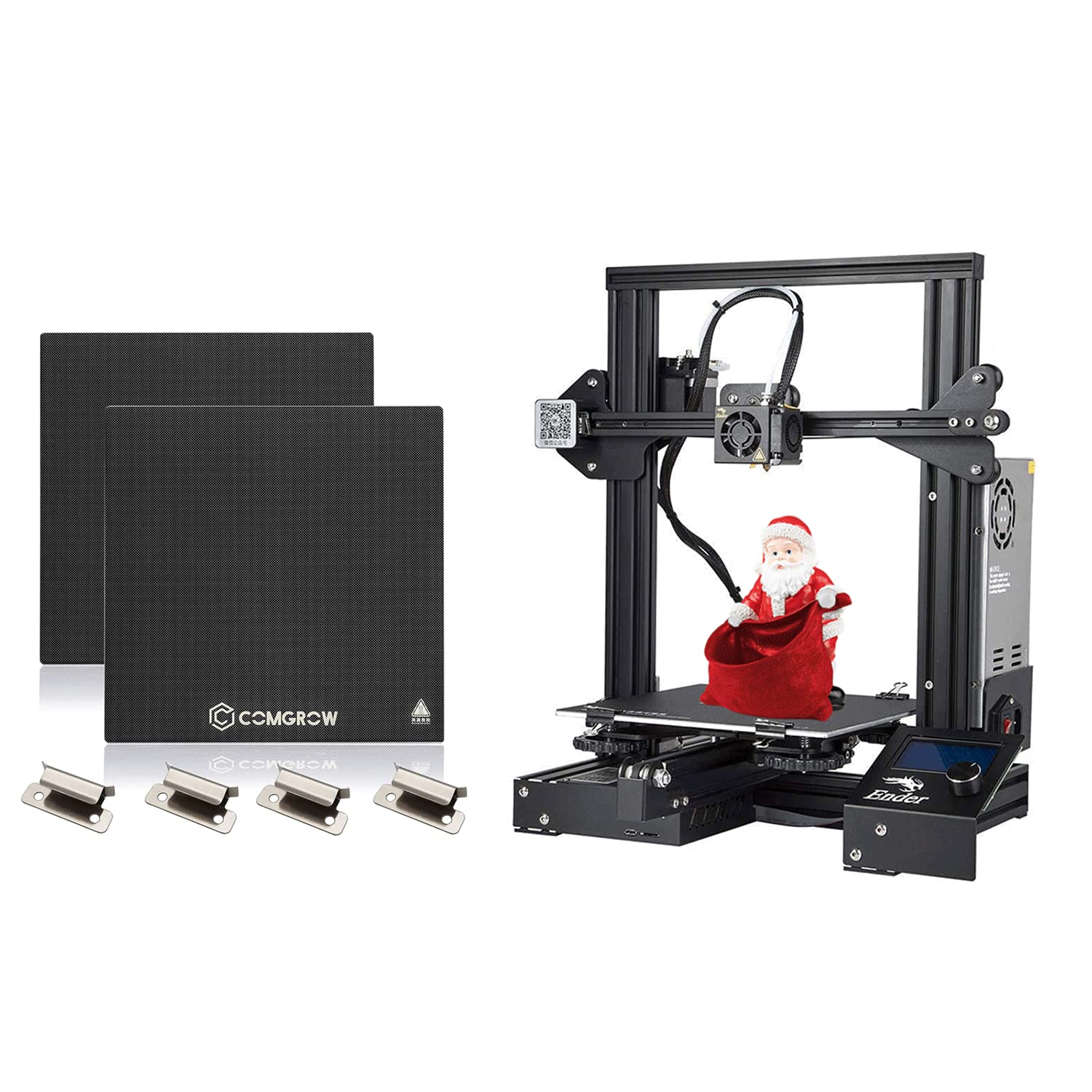 Comgrow Creality Ender 3 3D Printer Kit with 2 Upgraded Tempered Glass Plates (235x235mm) & Bed Clips - High Precision DIY Printing for Home, School & Hobby Projects