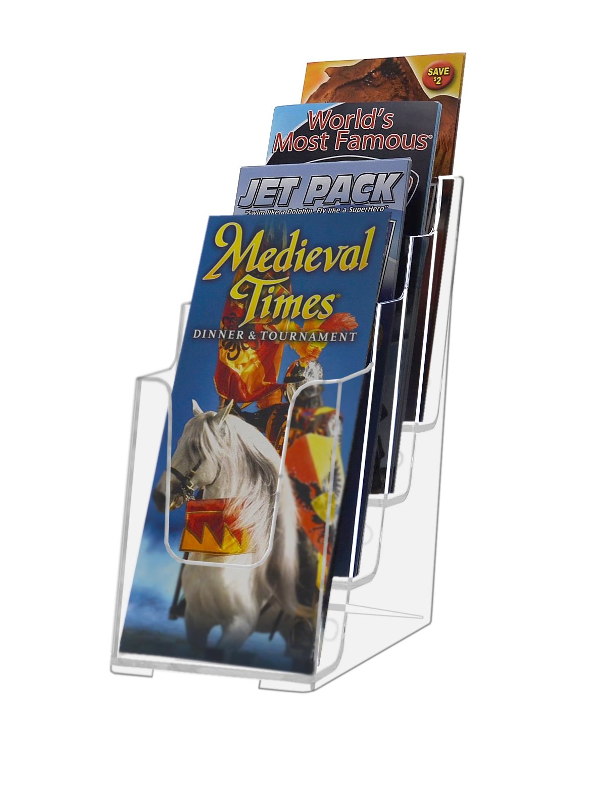 6 Pack Clear Acrylic Tri-Fold Display Rack - Countertop or Wall Mount Brochure Holder with Hanging Hardware - Perfect for Retail Stores, Restaurants & Trade Shows - by Marketing Holders