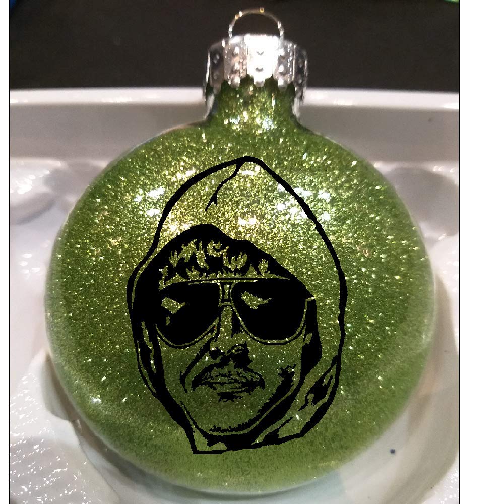 Ted Kaczynski True Crime Collectible - Shatterproof Lime Glitter Holiday Ornament for Horror Fans | Perfect for Christmas Tree Decor, Crime Memorabilia Display & Dark Humor Gifts