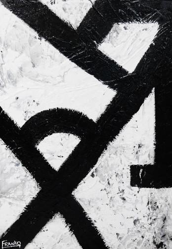 Minimalist Black and White Abstract Painting - 140cm x 100cm Modern Canvas Wall Art - Perfect for Living Room, Bedroom or Office Decor