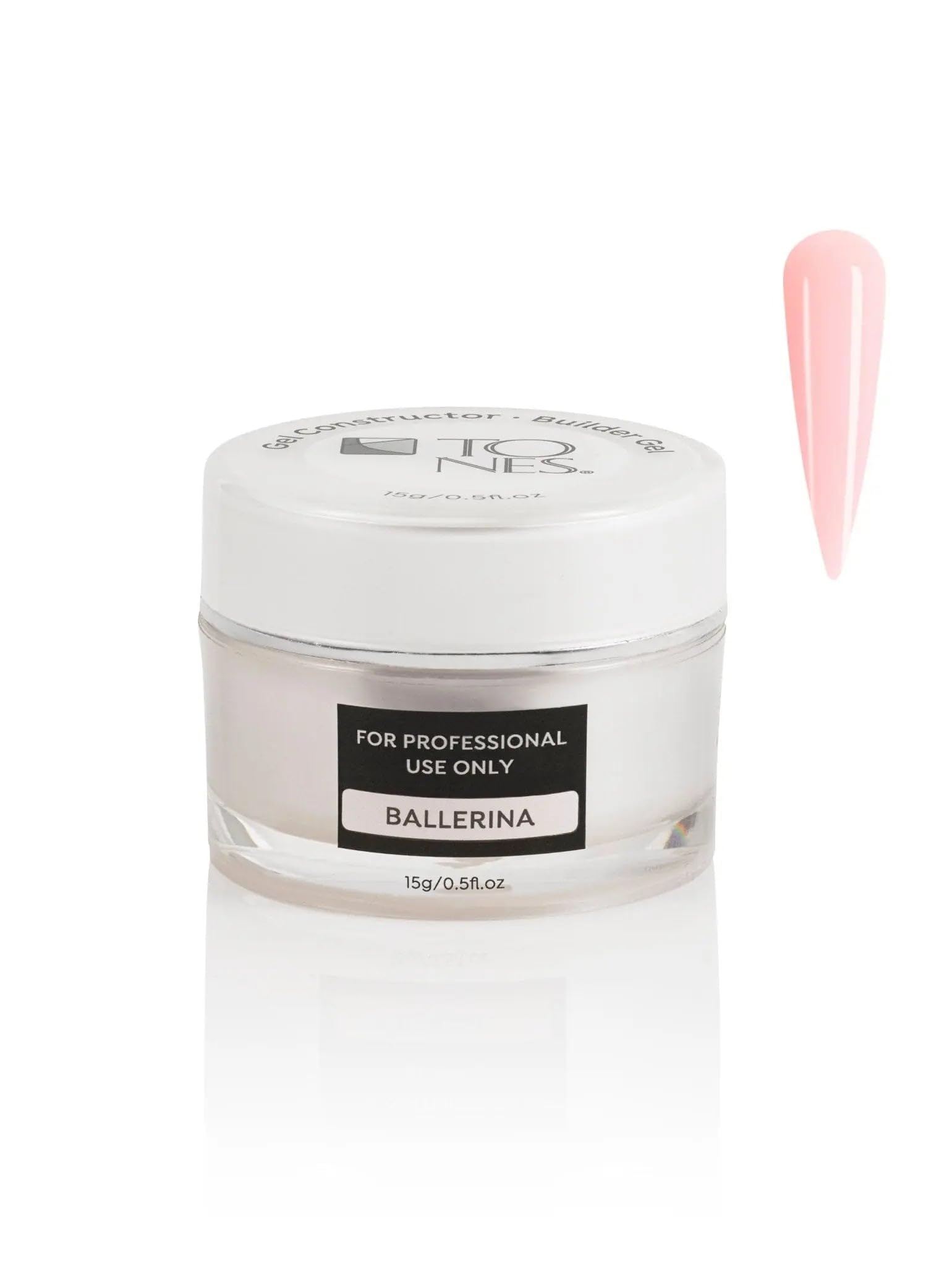 TONES Nail Builder Gel - Professional Self Leveling Builder Gel & Nail Extension Gel for Strong Natural Nails - Salon Quality LED/UV Cured Nail Building Gel (0.5 Fl Oz, Ballerina Pink) - Perfect for Acrylic Nail Extensions, French Manicures & DIY Nail Art at Home