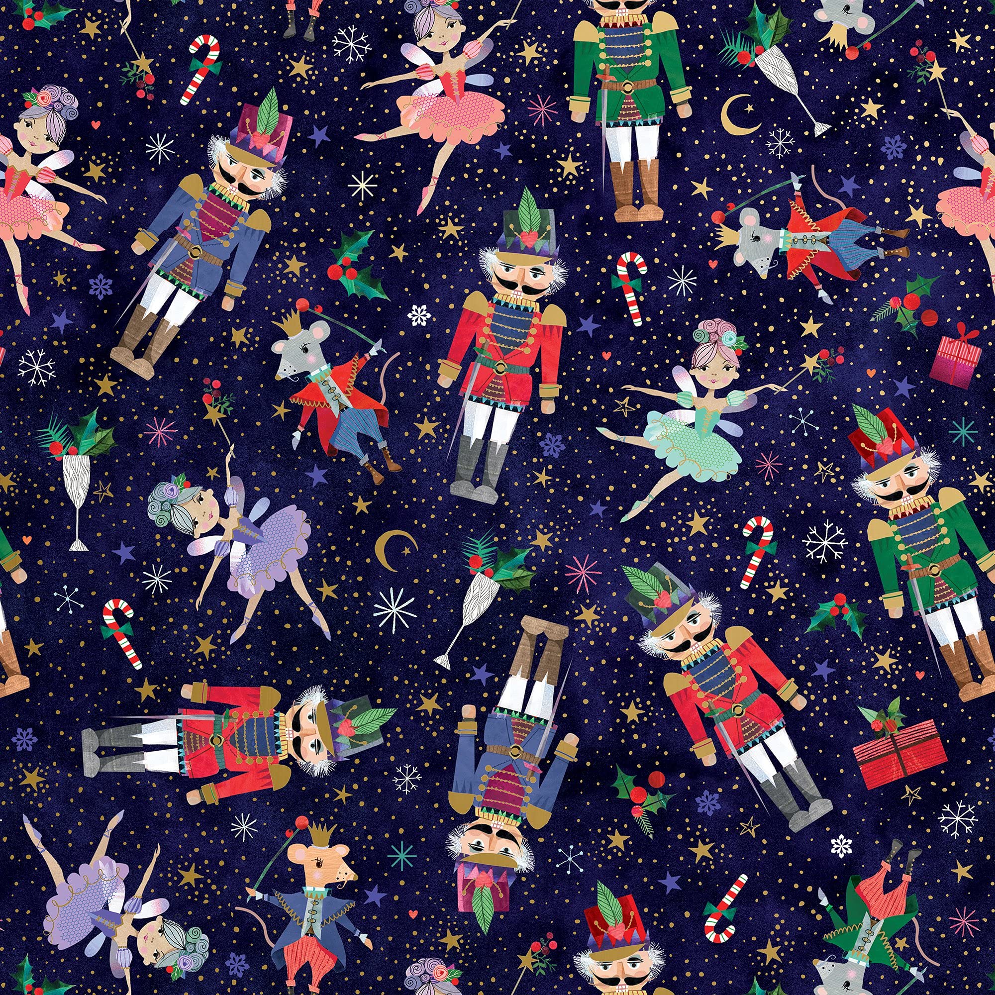 Jillson Roberts Bulk Christmas Gift Wrap - Nutcracker Ballet Design, 208 Feet x 30 Inches (1/4 Ream) - Perfect for Holiday Wrapping, Party Decorations & Festive Gift Giving