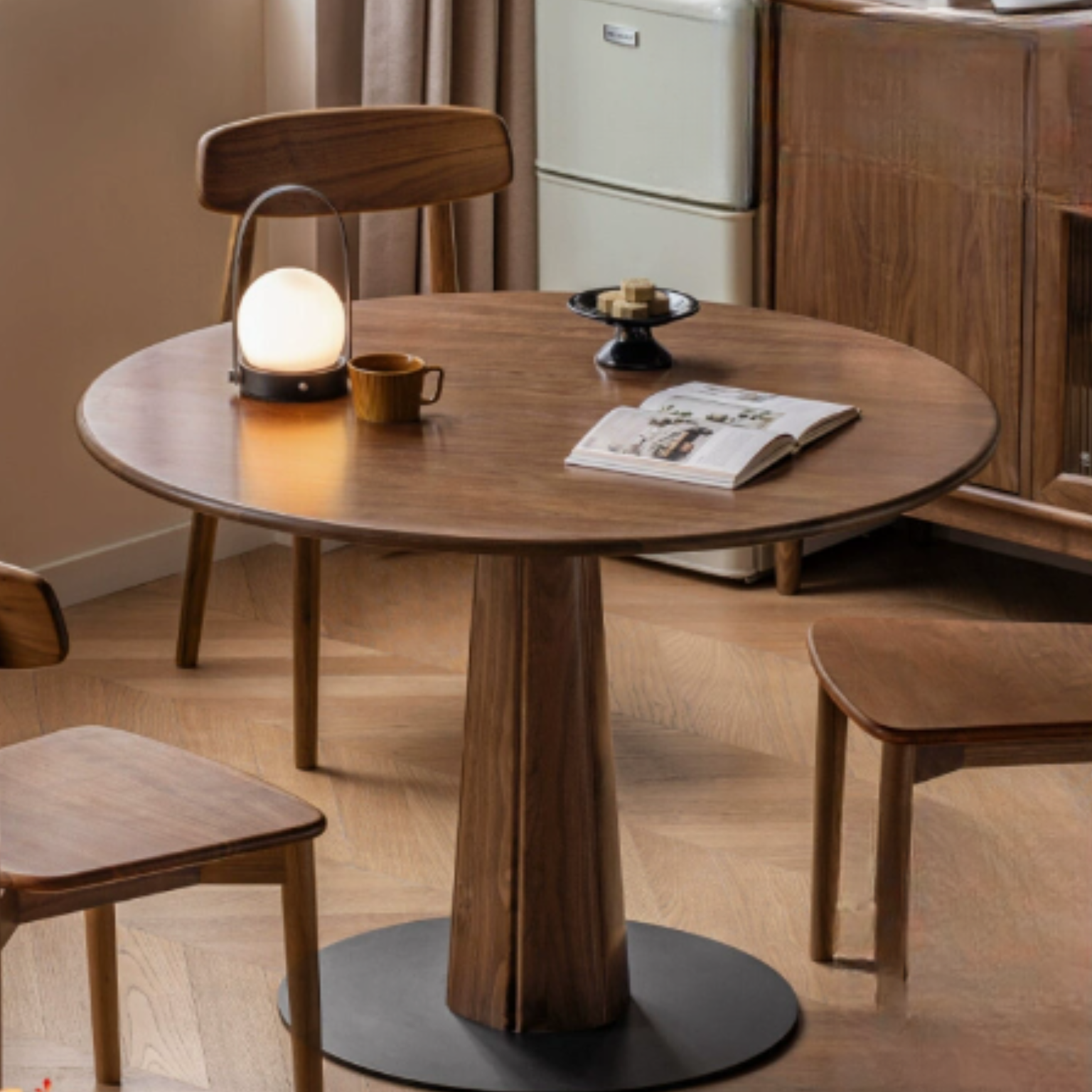 Premium Black Walnut Solid Wood Round Dining Table - 42 Inch Natural Wooden Table for Kitchen, Dining Room & Farmhouse Decor - Perfect for Family Gatherings & Dinner Parties