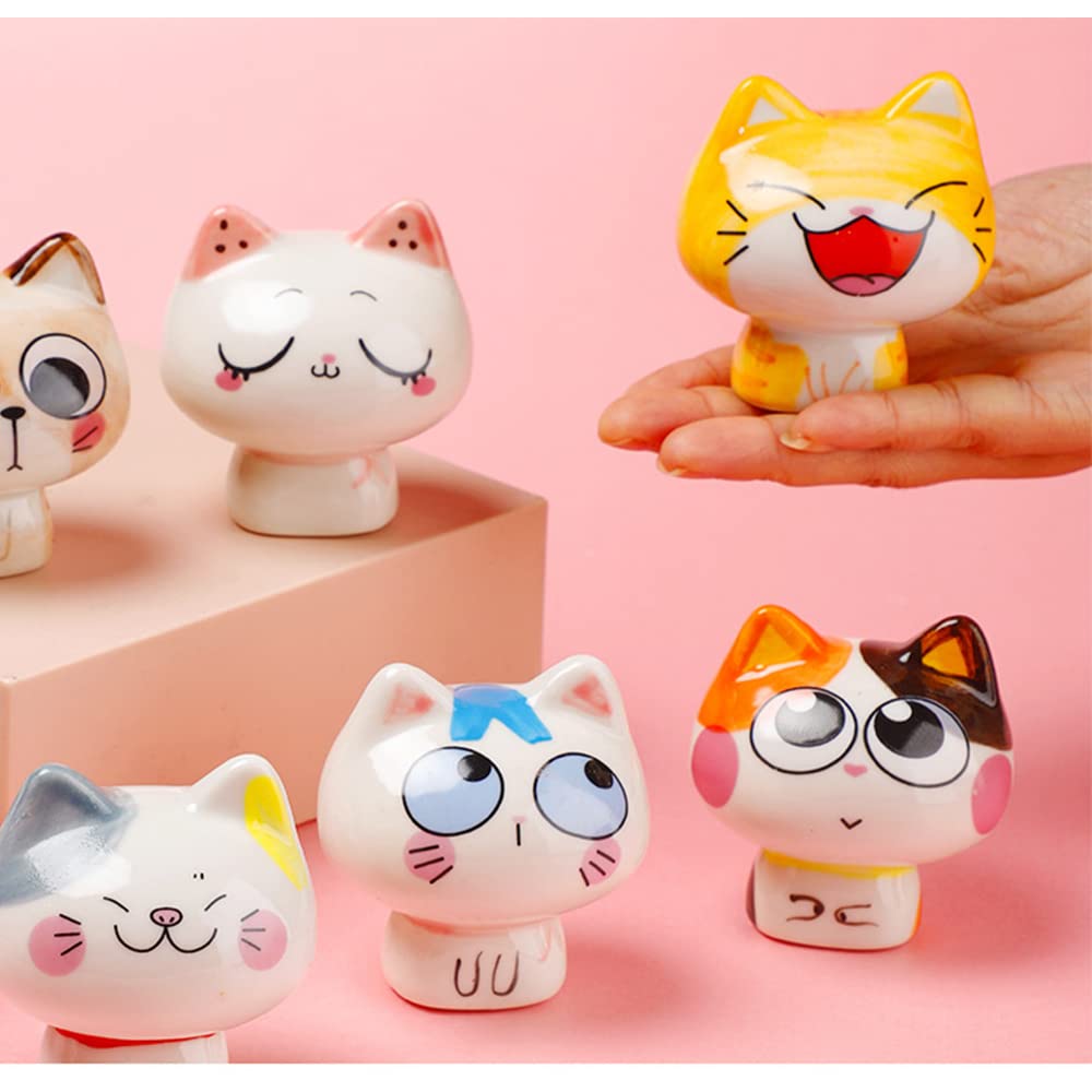 8-Piece Cute Cat Ceramic Decor Set - Bookshelf, Bedroom, Living Room & Office Decor - Perfect for TV Cabinets, Car Ornaments & Girls' Room - Ideal Birthday Gift for Kids | Home Accessories for Cozy Spaces