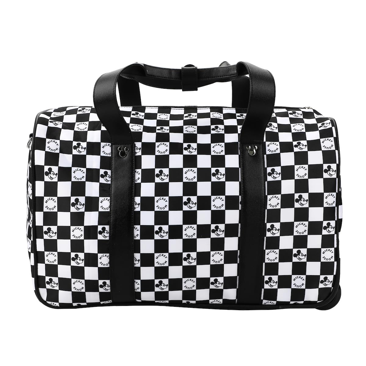 Disney Mickey Mouse Black & White Checkered 18 Inch Duffle Bag for Travel, Gym, Sports & School - Stylish Backpack for Men & Women