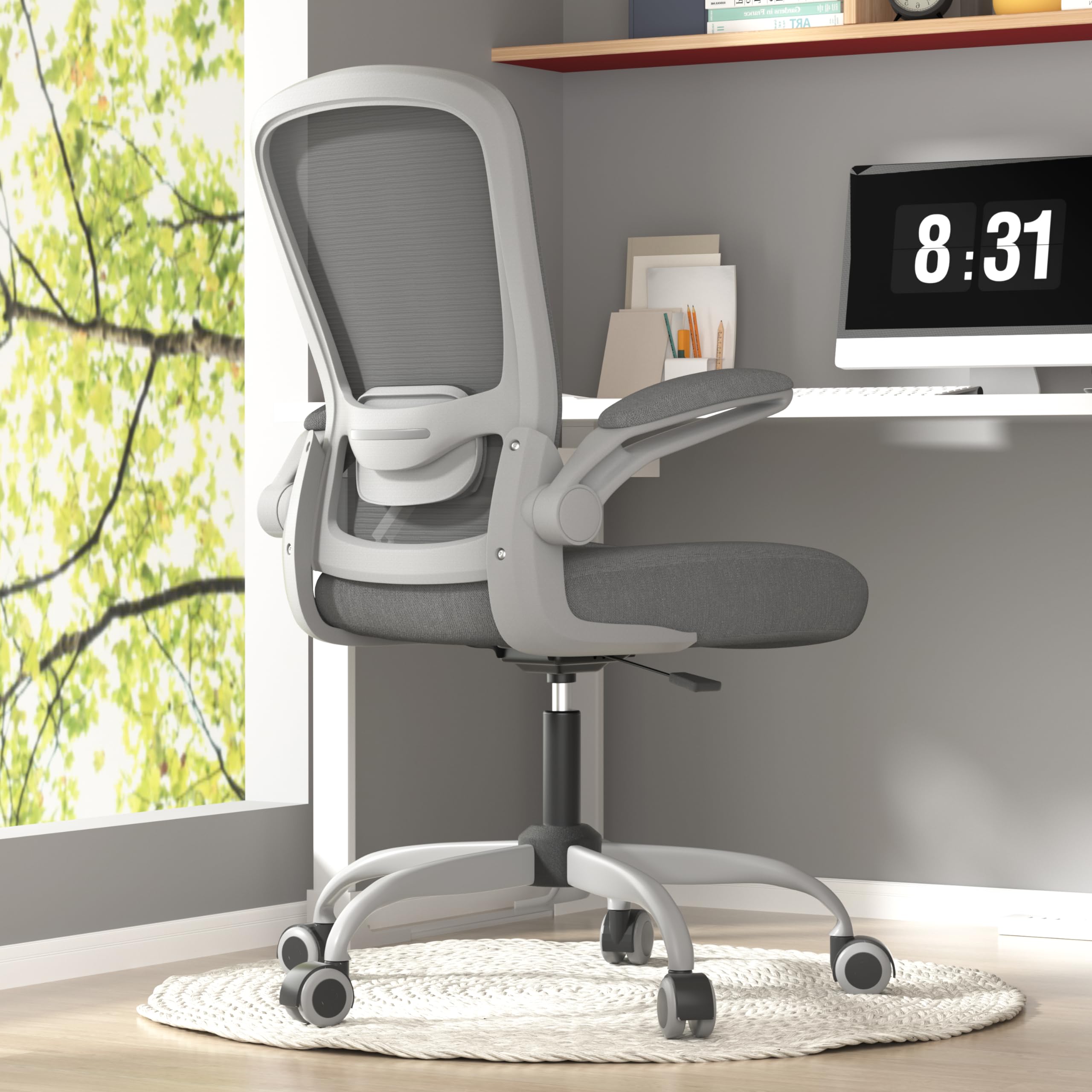 Ergonomic Office Chair with Adjustable Lumbar Support - High Back Mesh Computer Desk Chair with Flip-Up Armrests - BIFMA Certified Task Chair for Home Office & Workspace - Perfect for Long Hours of Sitting and Productivity