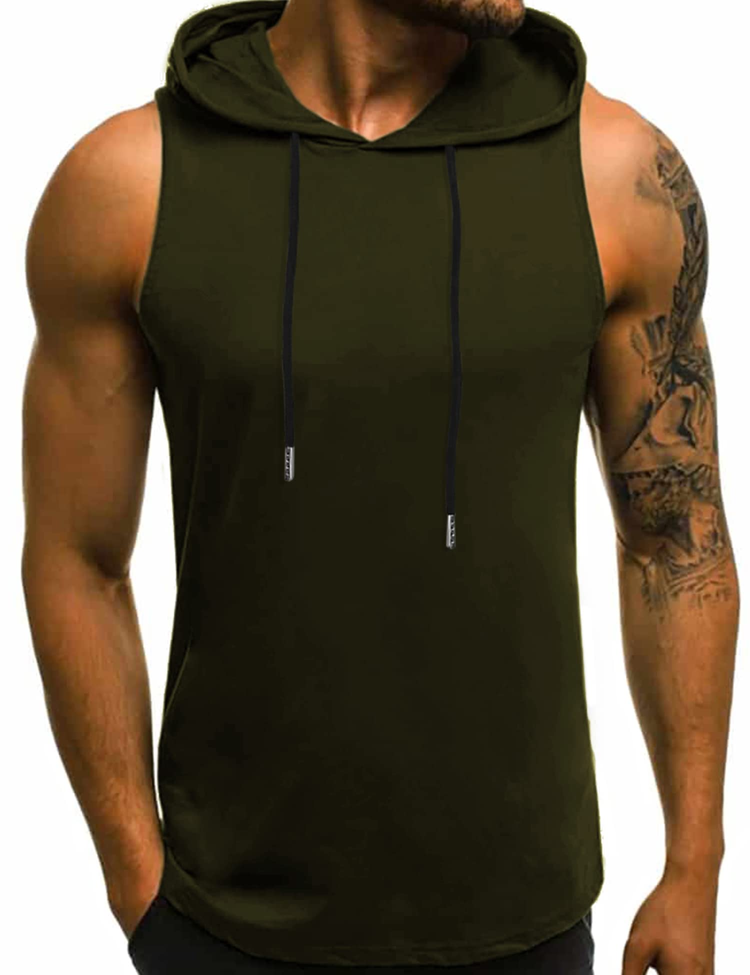 Babioboa Men's Workout Hooded Tank Top - Sleeveless Gym Hoodie for Bodybuilding & Muscle Training - Perfect for Weightlifting, Running & Fitness Training