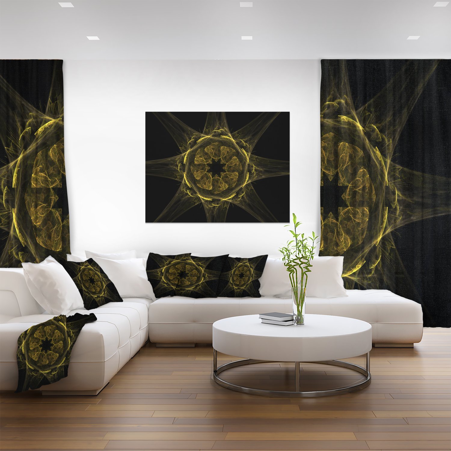 Glowing Golden Radial Fractal Flower Art Print - Modern Floral Canvas Wall Decor for Living Room, Bedroom & Office
