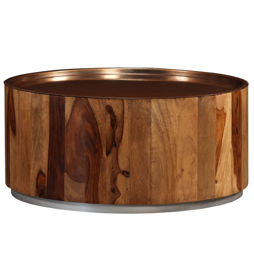 Solid Sheesham Wood and Steel Coffee Table - 26.8