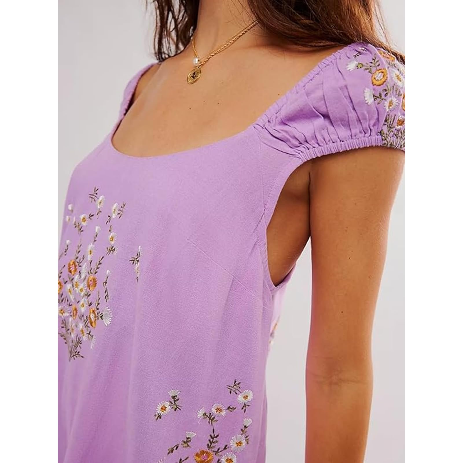 Women's Floral Embroidered Sleeveless Backless Mini Sundress - Casual Beach Dress for Summer Vacation, Pool Party, and Tropical Getaways