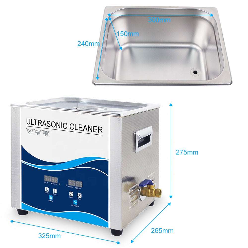 10L Digital Ultrasonic Cleaner for Jewelry, Glasses, Watches & Small Parts - Professional Ultrasonic Cleaning Machine with Degas Function - Perfect for Home, Lab & Industrial Use
