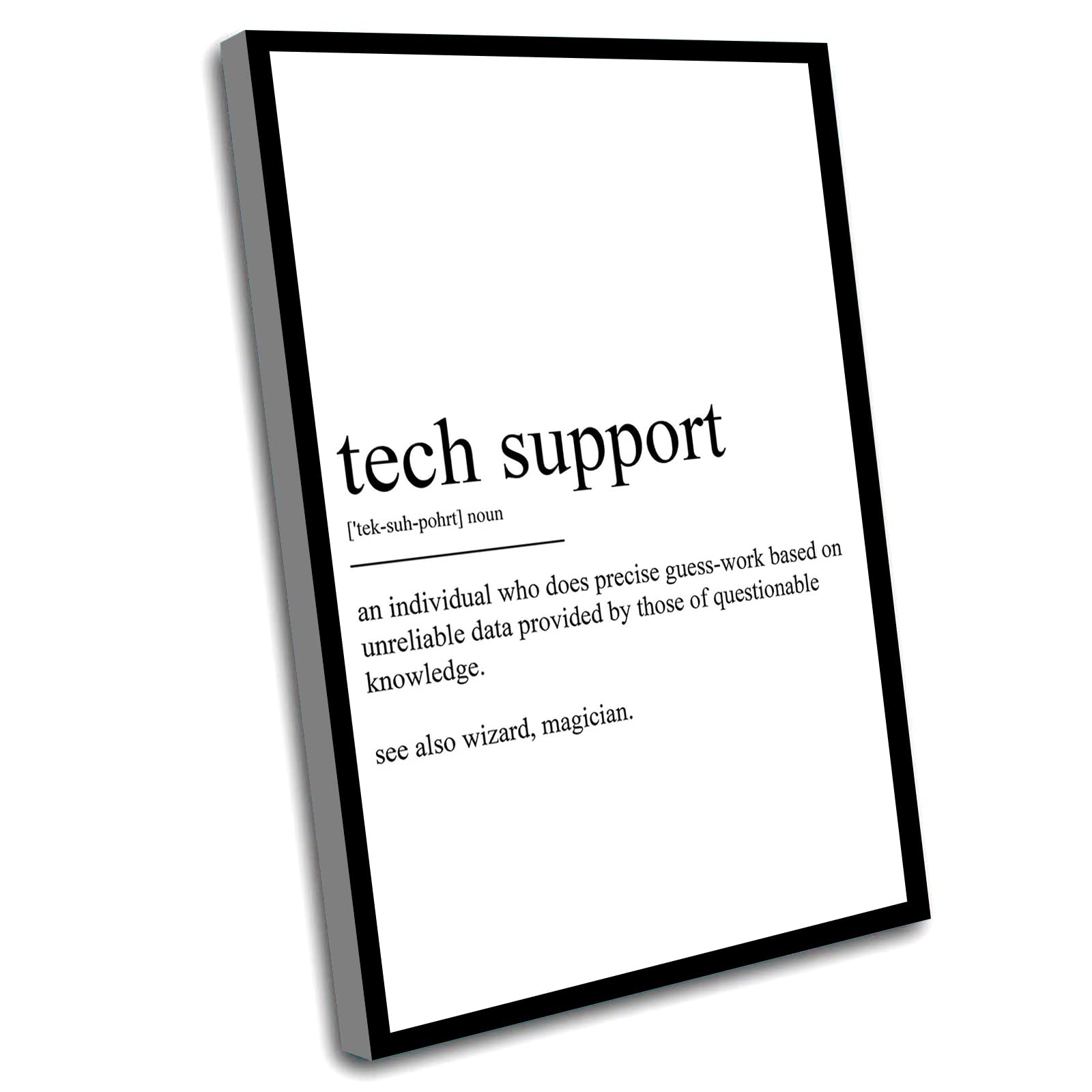 YYCART Tech Support Definition Print - Minimalist Office & Living Room Decor - 16x24 Inch Framed Art