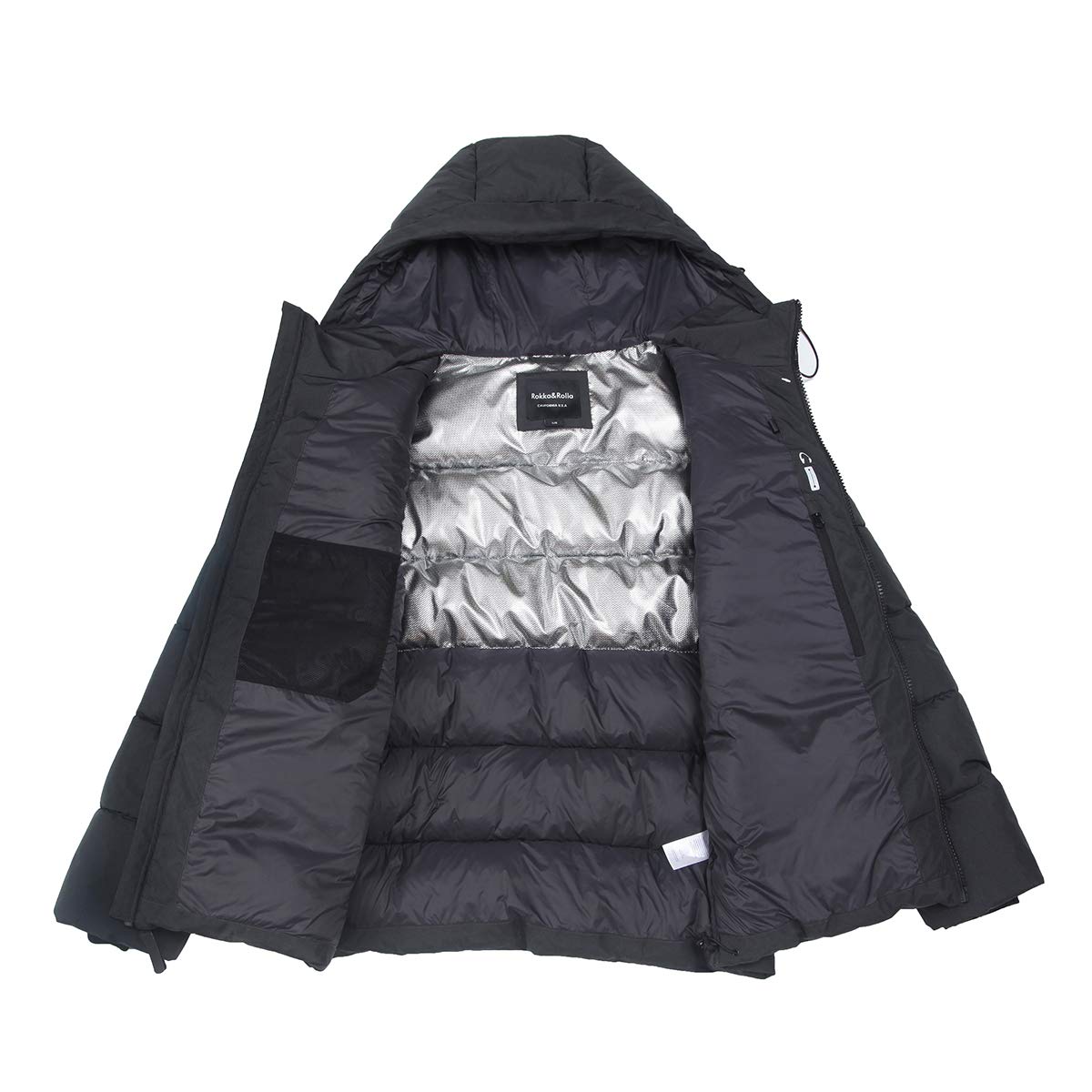 Rokka&Rolla Men's Heavy Duty Winter Puffer Jacket - Insulated Bubble Coat with Thermal Heat Reflective Lining for Extreme Cold Weather - Perfect for Snowboarding, Skiing & Outdoor Adventures