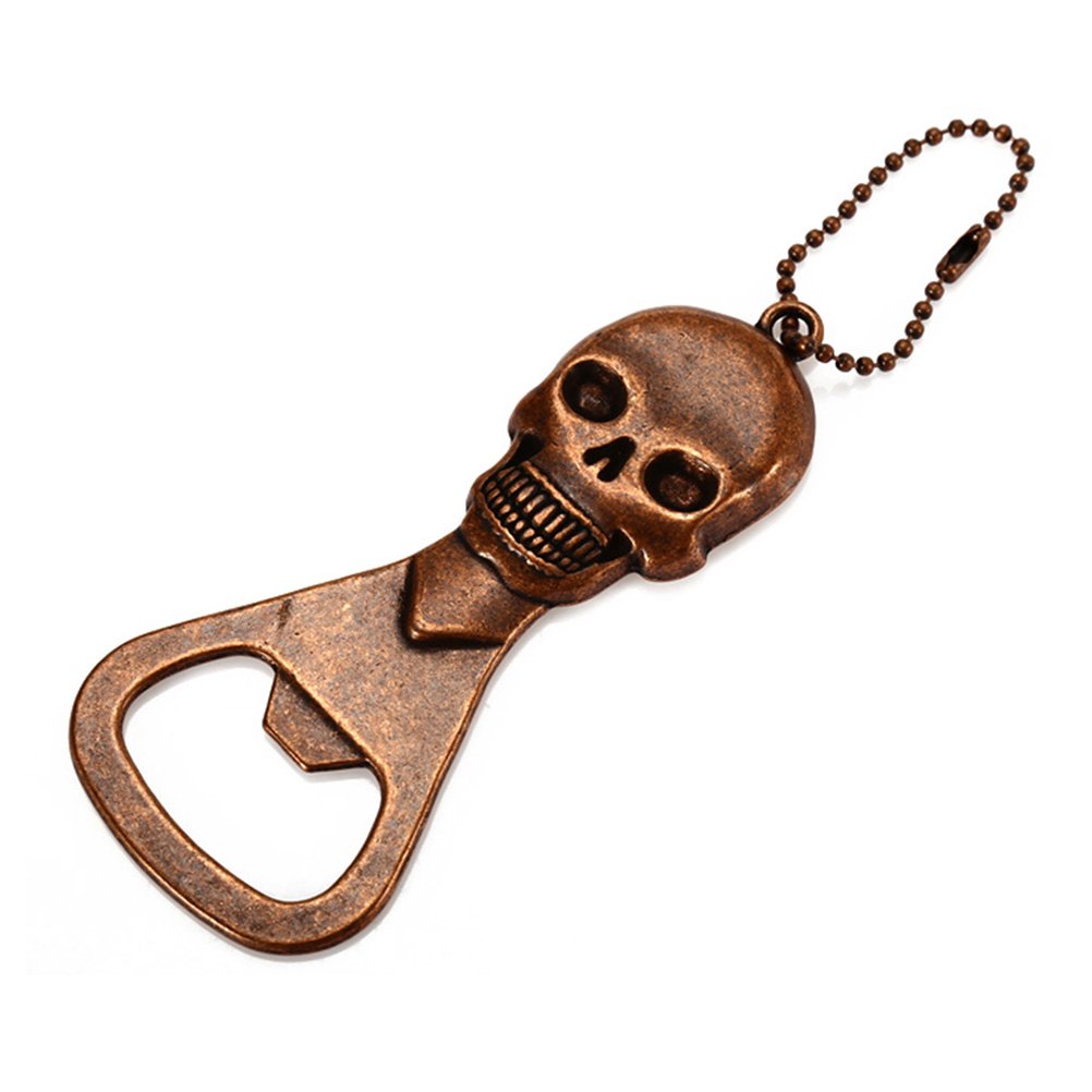 DOITOOL Copper Metal Hand Held Skull Bottle Opener - Durable Kitchen & Pub Bar Tool for Beer & Soda, Perfect for Home, Parties, and Outdoor Gatherings