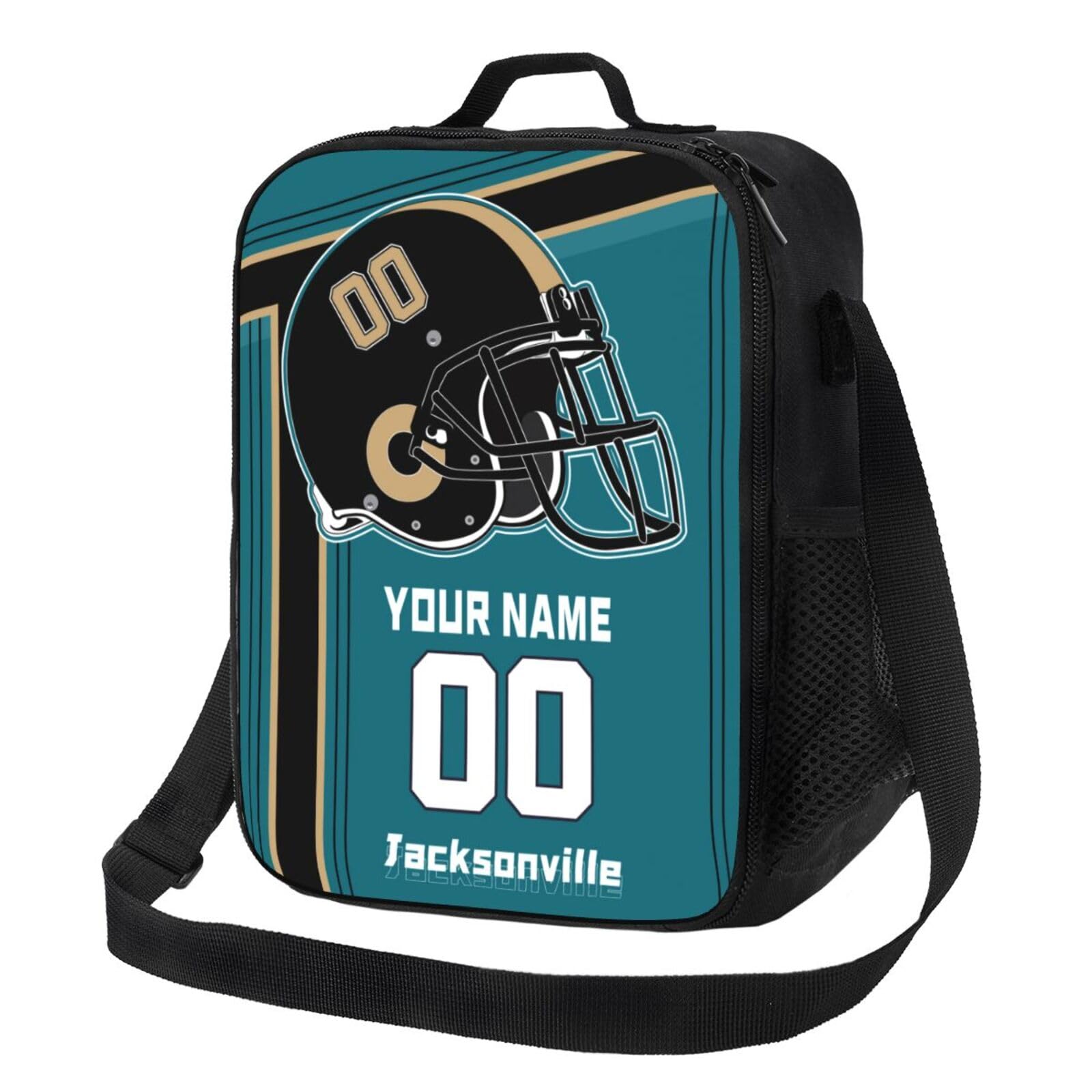 Custom Jacksonville Lunch Bag with Personalized Name & Number - Portable Insulated Lunch Tote for Work, School & Sports - Perfect Gift for Men, Women & Boys - Ideal for Office, Picnics & Fan Events