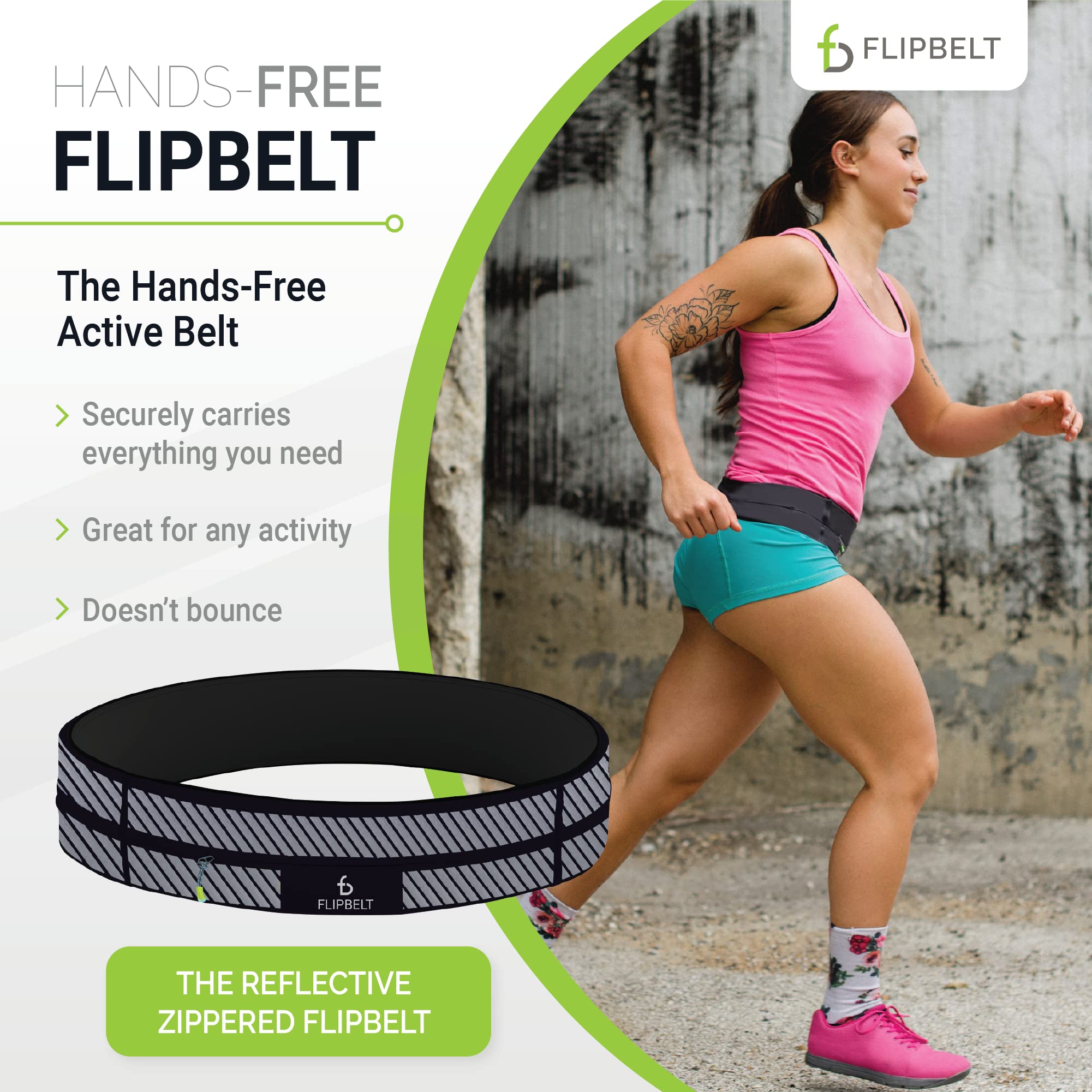 FlipBelt Zipper Running Belt - Adjustable Waist Pack for Fitness, Jogging & Hiking - Secure Storage for Phone, Keys & Essentials - Perfect for Gym, Travel & Outdoor Activities
