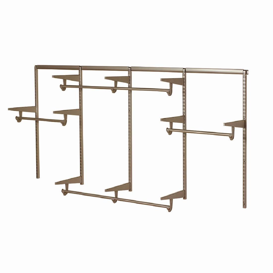 Knape & Vogt Culture 8 ft. Steel Closet Hardware Kit in Champagne Nickel - Heavy Duty Shelving System for Walk-In Closets & Storage Organization (0300-KITA-8CN)