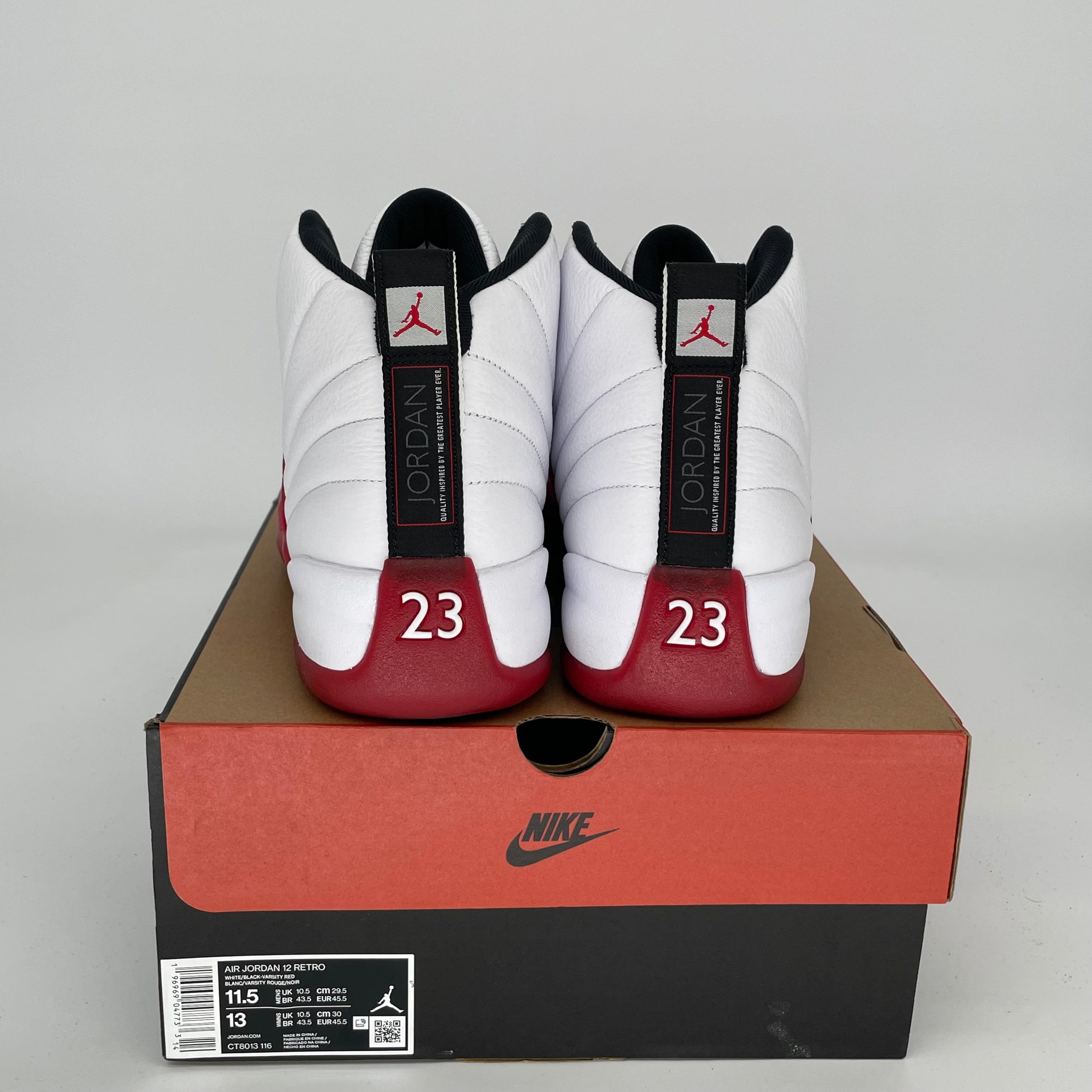 AIR JORDAN 12 CHERRY Men's Basketball Shoes Size 11.5 - Retro Style Sneakers CT8013 116 for Casual Wear & Street Fashion