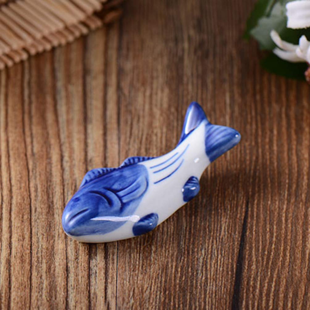 DOITOOL 6-Piece Ceramic Chopstick Holder Set - Japanese Style Sushi Chopsticks Rest Stand with Fish Design - Perfect for Dining Table, Sushi Restaurants, Asian Cuisine & Home Kitchen Decor
