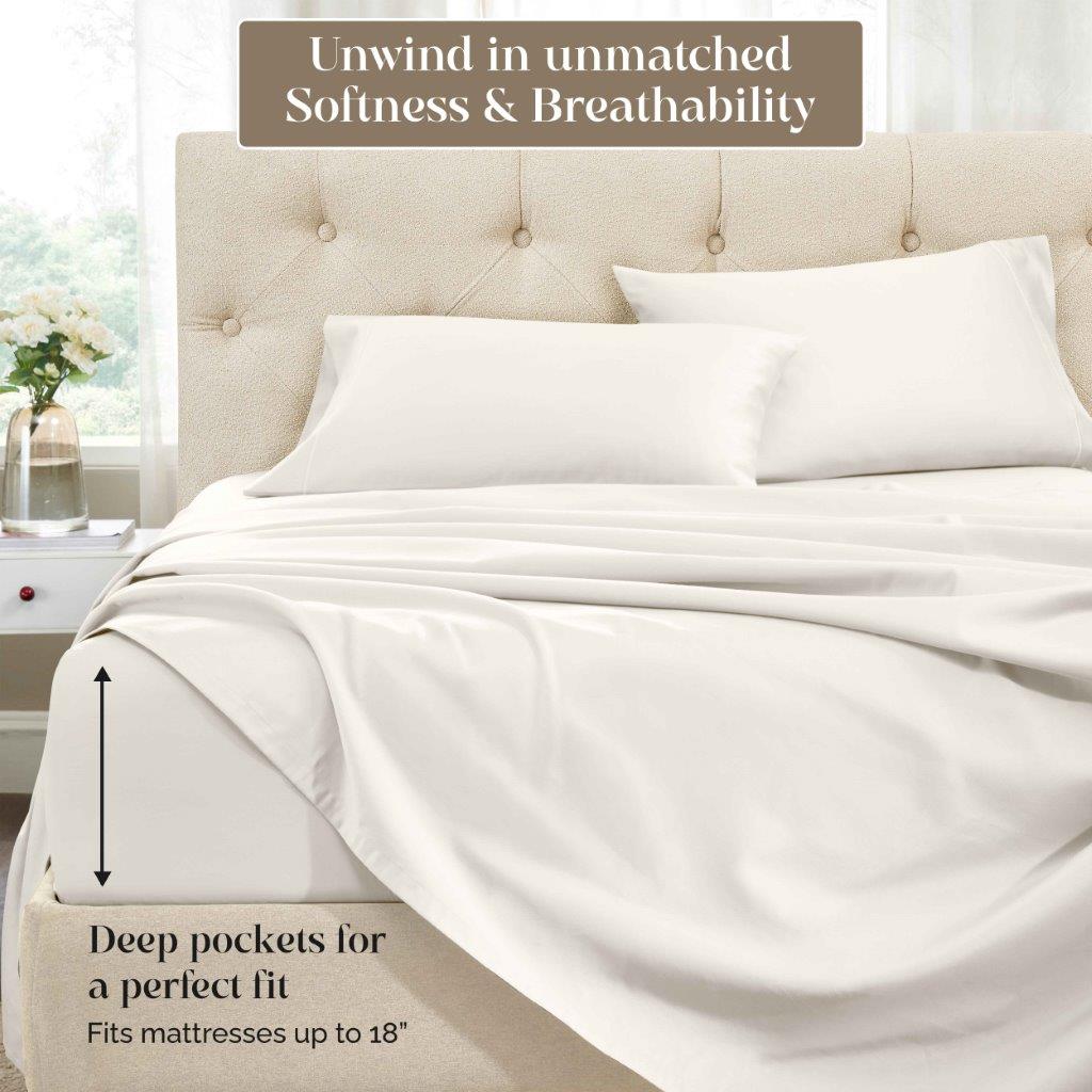 Luxury Egyptian Cotton 1500 Thread Count Embroidered Sheet Set - Queen Size Bedding for Ultimate Comfort & Breathability - Perfect for Master Bedrooms, Guest Rooms & Hotels