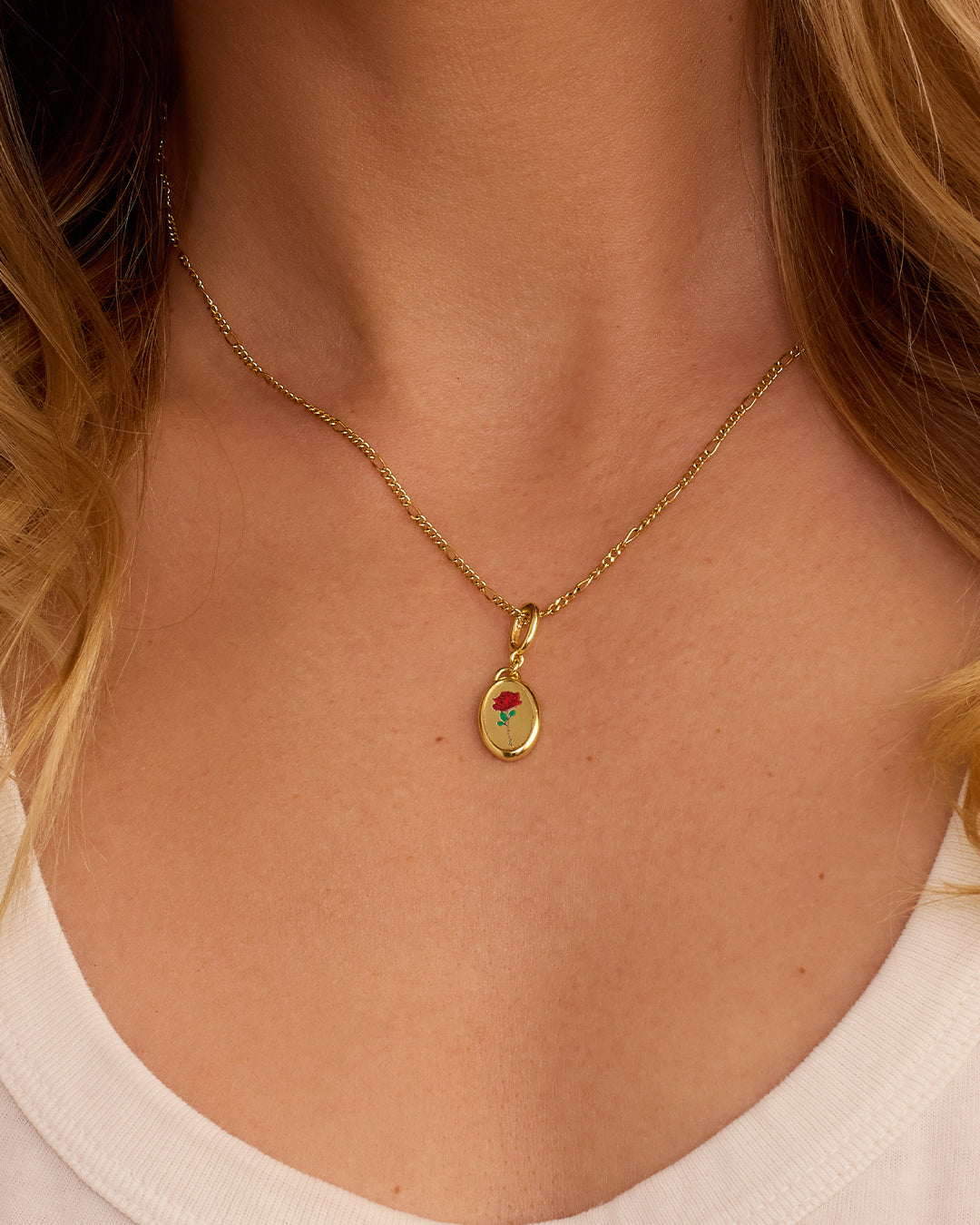 Rose Coin Parker Charm Necklace - Elegant Gold Plated Rose Pendant for Women - Perfect for Valentine's Day, Anniversary & Romantic Gifts