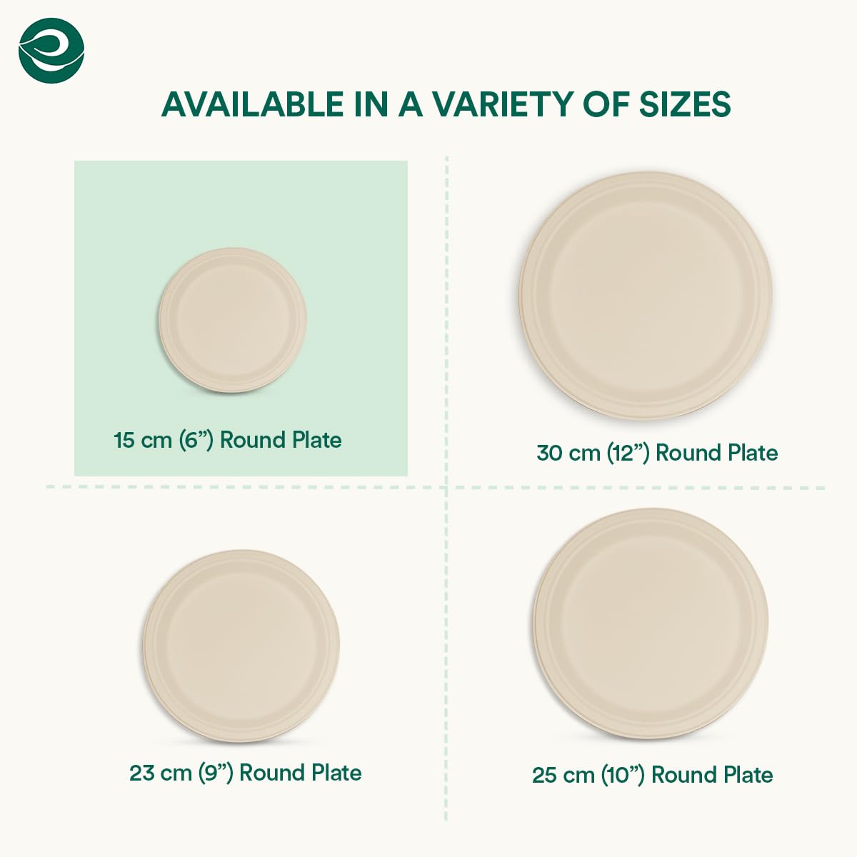 ECO SOUL 6 Inch 100-Pack Biodegradable Sugarcane Plates | Eco-Friendly Disposable Bagasse Dinnerware for Parties, Weddings & Events | Round Beige Plates (15 cm) | Perfect for Snacks, Desserts & Catering