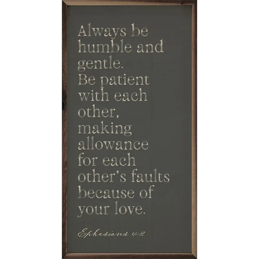 Humble and Gentle Wood Framed Wall Art Print - Inspirational Home Decor for Living Room, Bedroom & Office