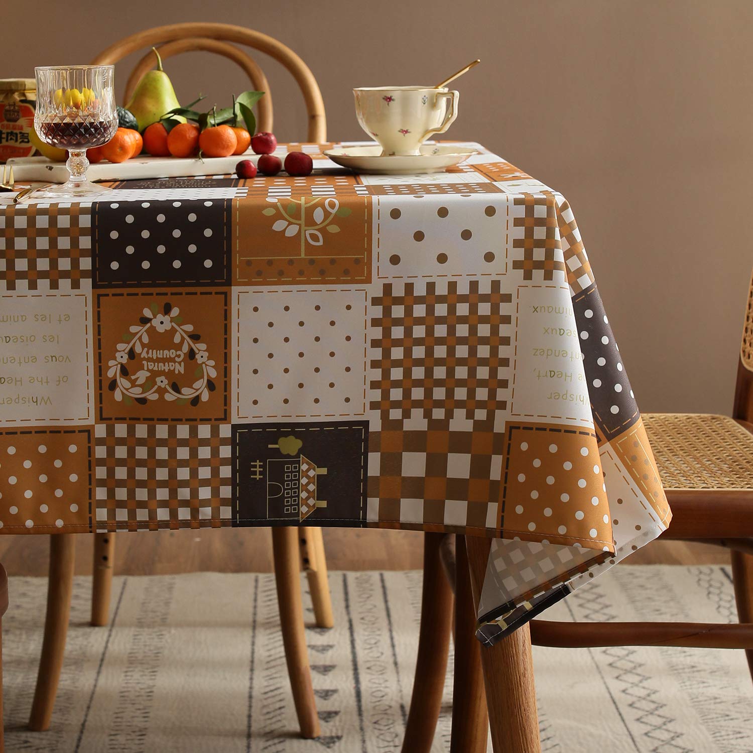 Joyfol Day Country Plaid Tablecloth - Farmhouse Checkered Table Cover for Rectangle Tables 60
