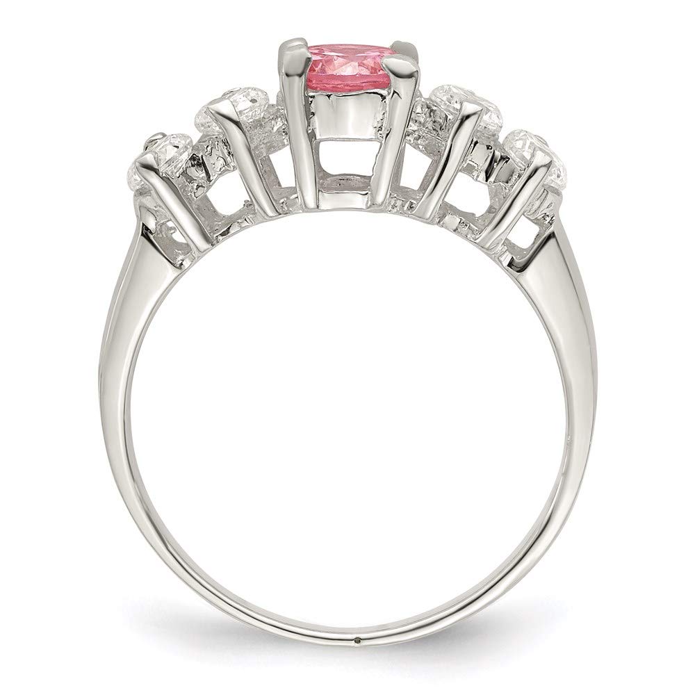 925 Sterling Silver Pink Round Cubic Zirconia Ring with Side Stones - Elegant Women's Fine Jewelry Gift for Anniversary, Valentine's Day & Special Occasions