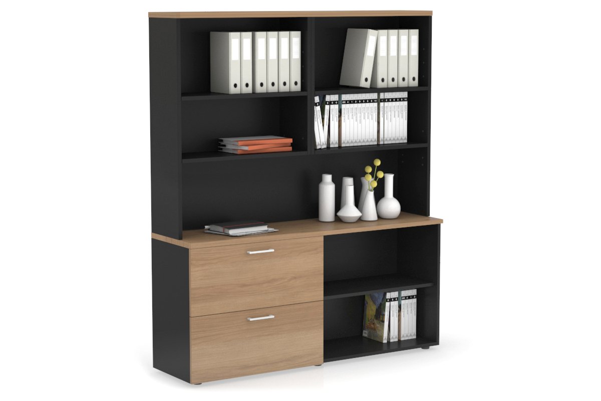2-Drawer Small Filing Cabinet with Open Storage Hutch - Perfect for Office, Home, or Classroom Organization