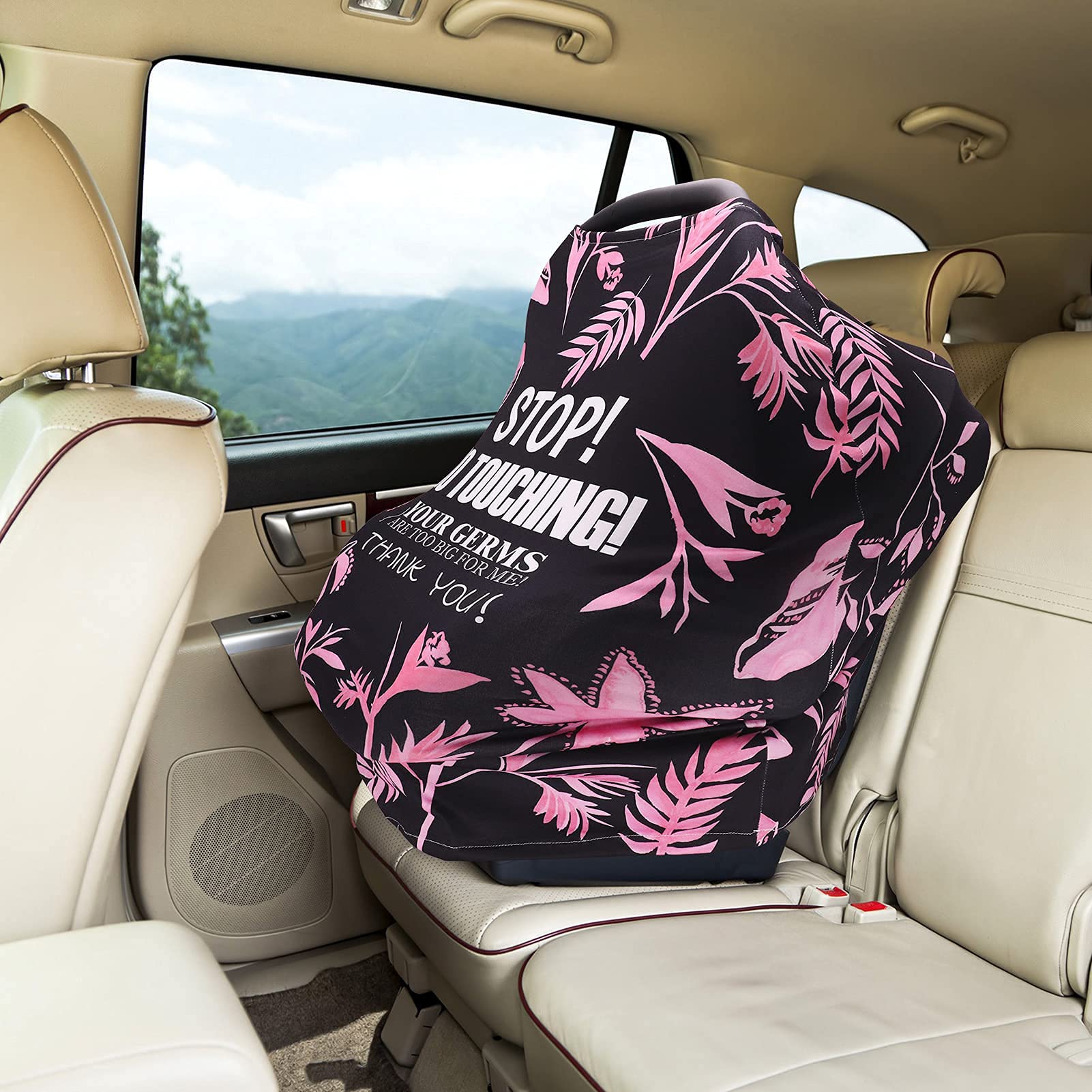 **Baby Car Seat Covers with No Touching Sign – Ultra-Soft Breathable Infant Stroller Canopy for Newborns (Girl & Boy) – Multi-Use Nursing Cover for Breastfeeding & Nursing Scarf – Perfect for Travel, Shopping & Outdoor Protection**