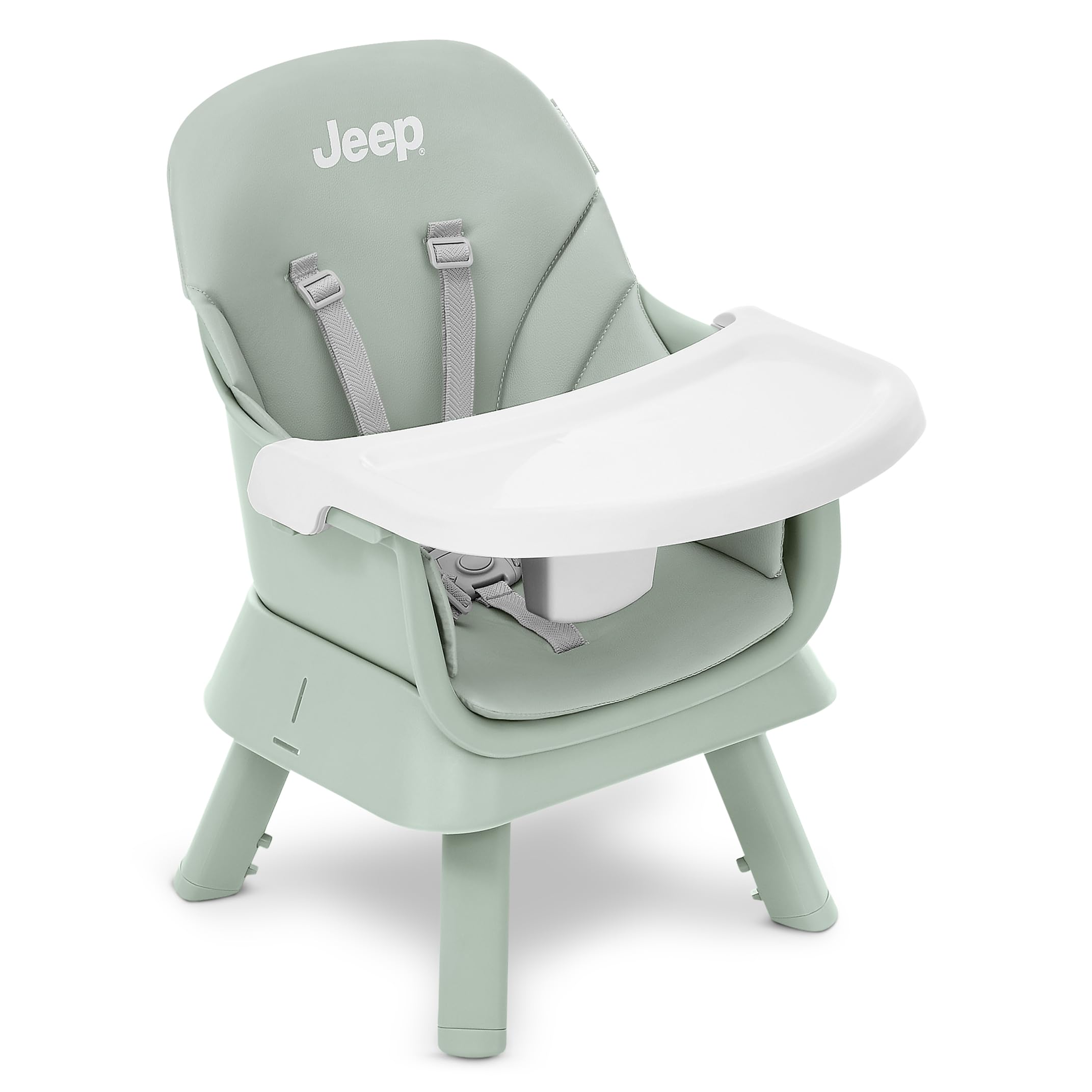 Delta Children Jeep Milestone 6-in-1 Convertible High Chair - Transforms to Stool, Booster Seat, Toddler Chair, Activity Table & Desk Set in Sage Green - Perfect for Dining, Playtime & Learning Activities