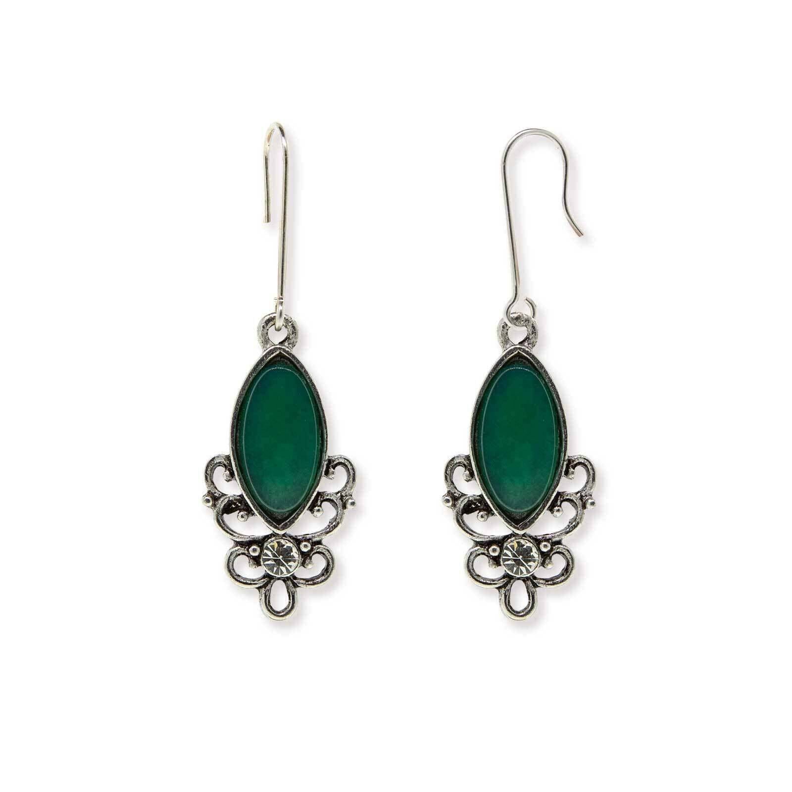 1928 Jewelry Classic Filigree Navette Gemstone Earrings - Vintage Inspired Dangle Earrings for Women - Perfect for Weddings, Parties & Special Occasions