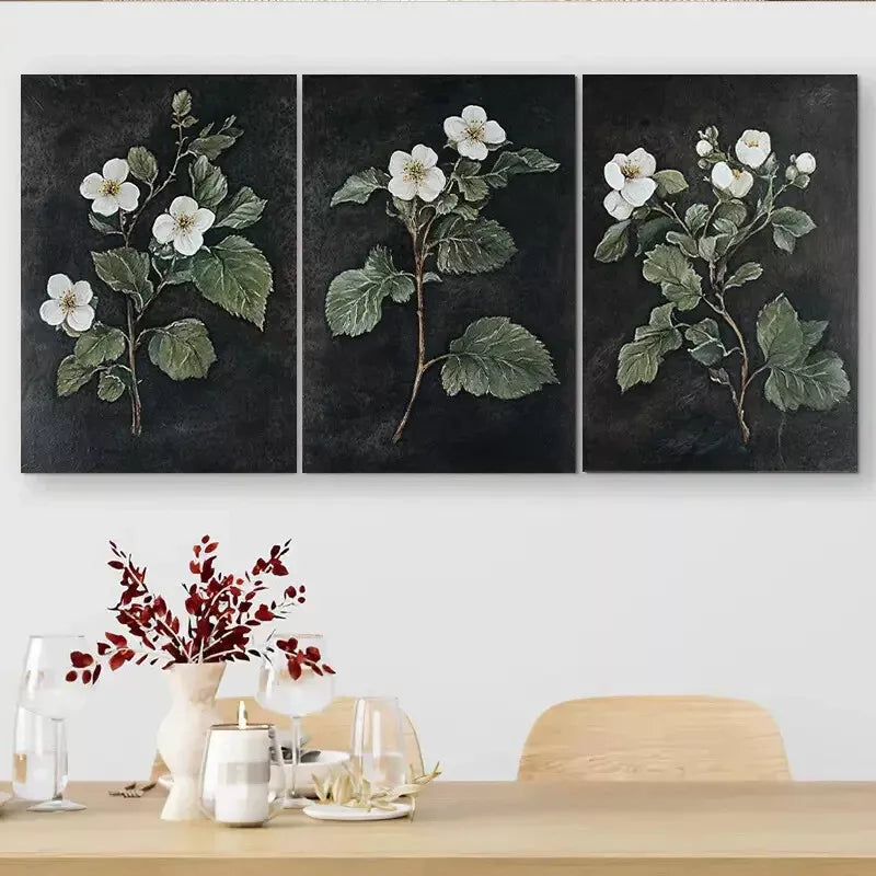 3-Piece Elegant Botanical White Flower Triptych Wall Art Set - Framed Canvas 40x60cm - High Quality Print - 100% Australian Made - Ready to Hang - Perfect for Living Room, Bedroom & Office Decor