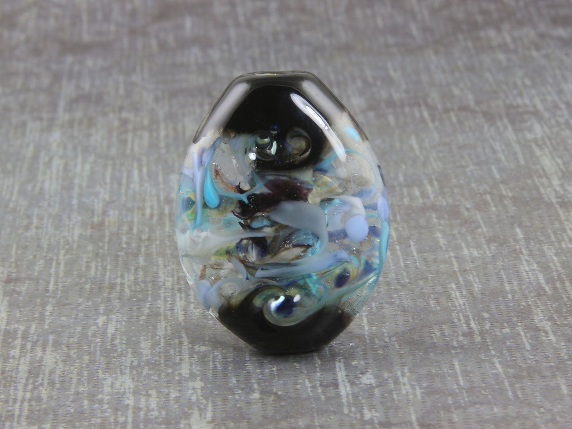 Handmade Aqua Blue Abstract Lampwork Glass Focal Bead for Jewelry Making - Perfect for Necklaces, Bracelets & DIY Craft Projects